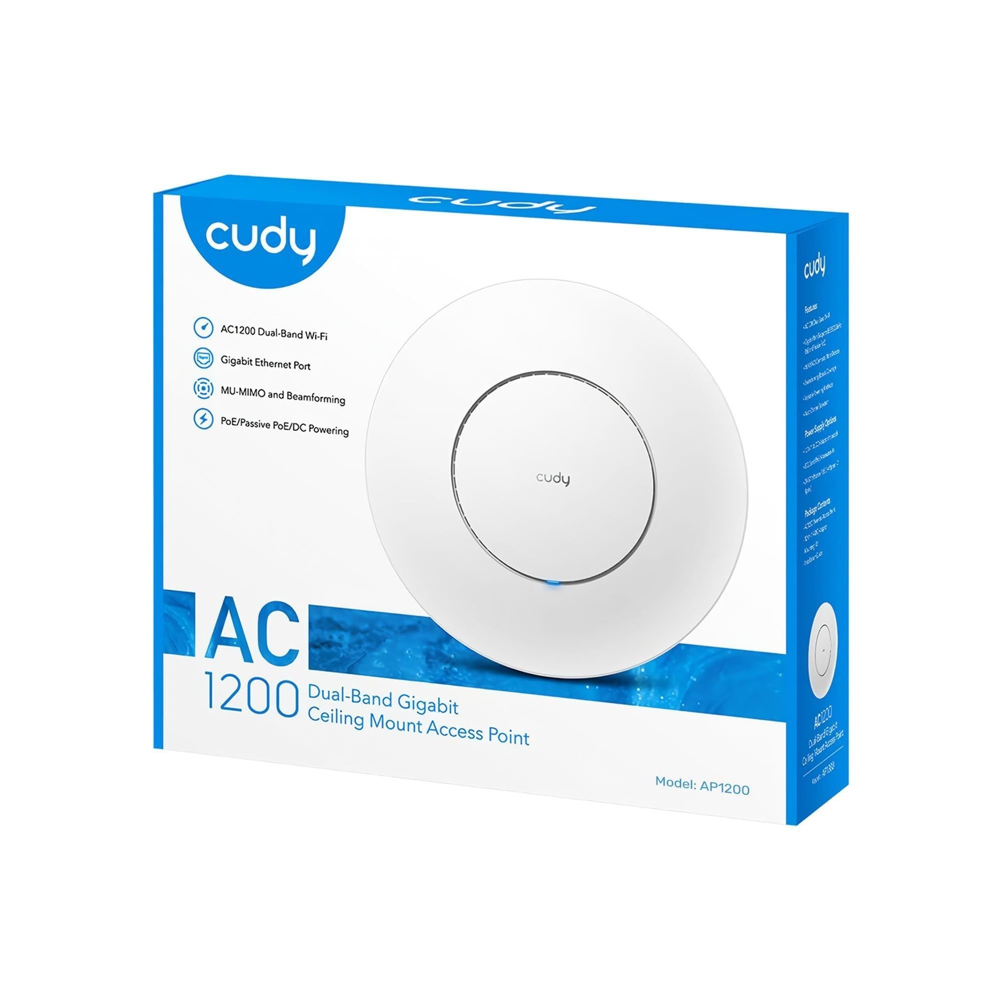 Cudy AP1200 1 Portlu 10/100Mbps AC1200 2 Anten Tavan Access Point
