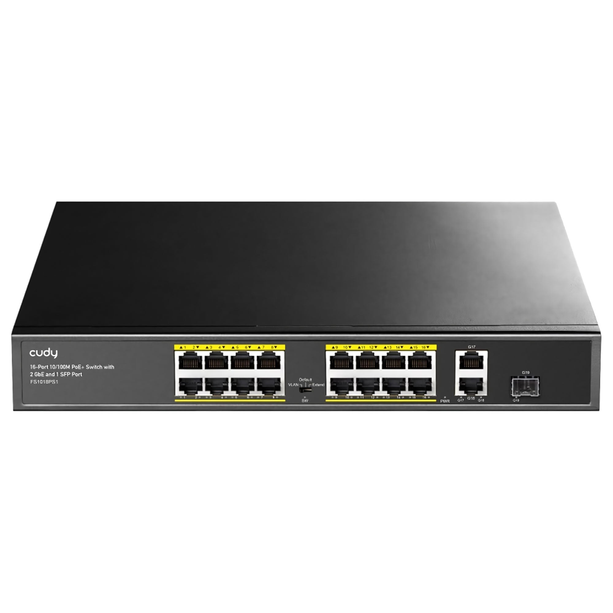 Cudy FS1018PS1 16 Port 10/100Mbps 200W PoE+,2 Gigabit Uplink Portlu, SFP VLAN CCTV SFP Switch