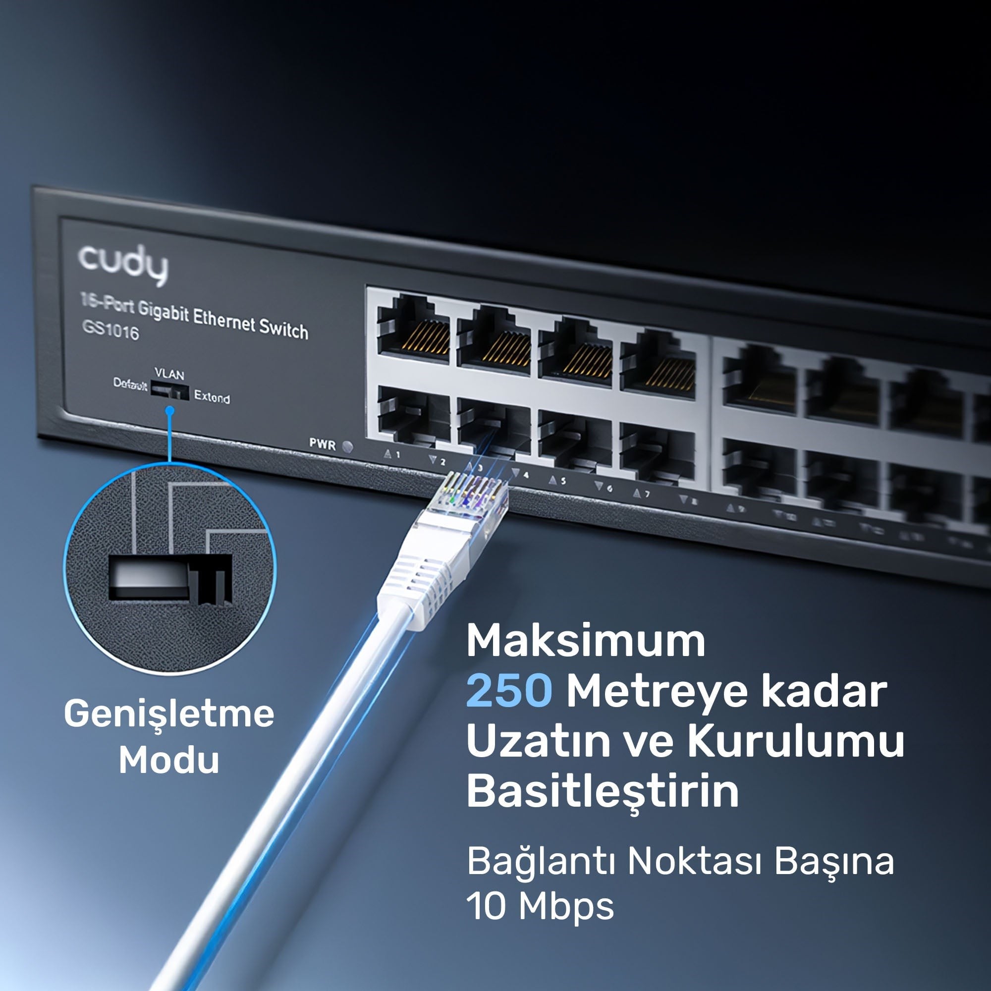 Cudy GS1016 10/100/1000Mbps 8KMAC 16 Port Gigabit Metal Rack Mount Switch