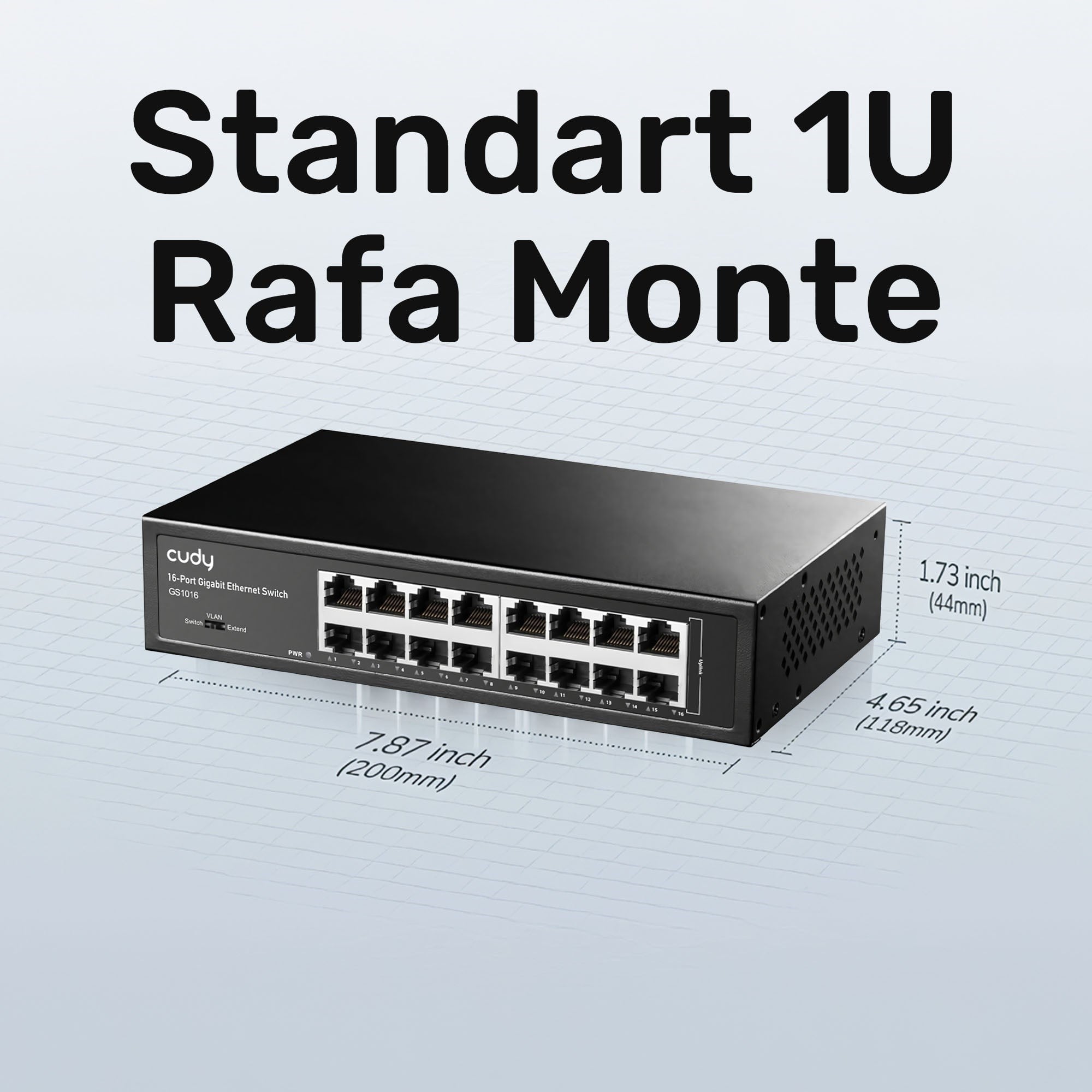 Cudy GS1016 10/100/1000Mbps 8KMAC 16 Port Gigabit Metal Rack Mount Switch