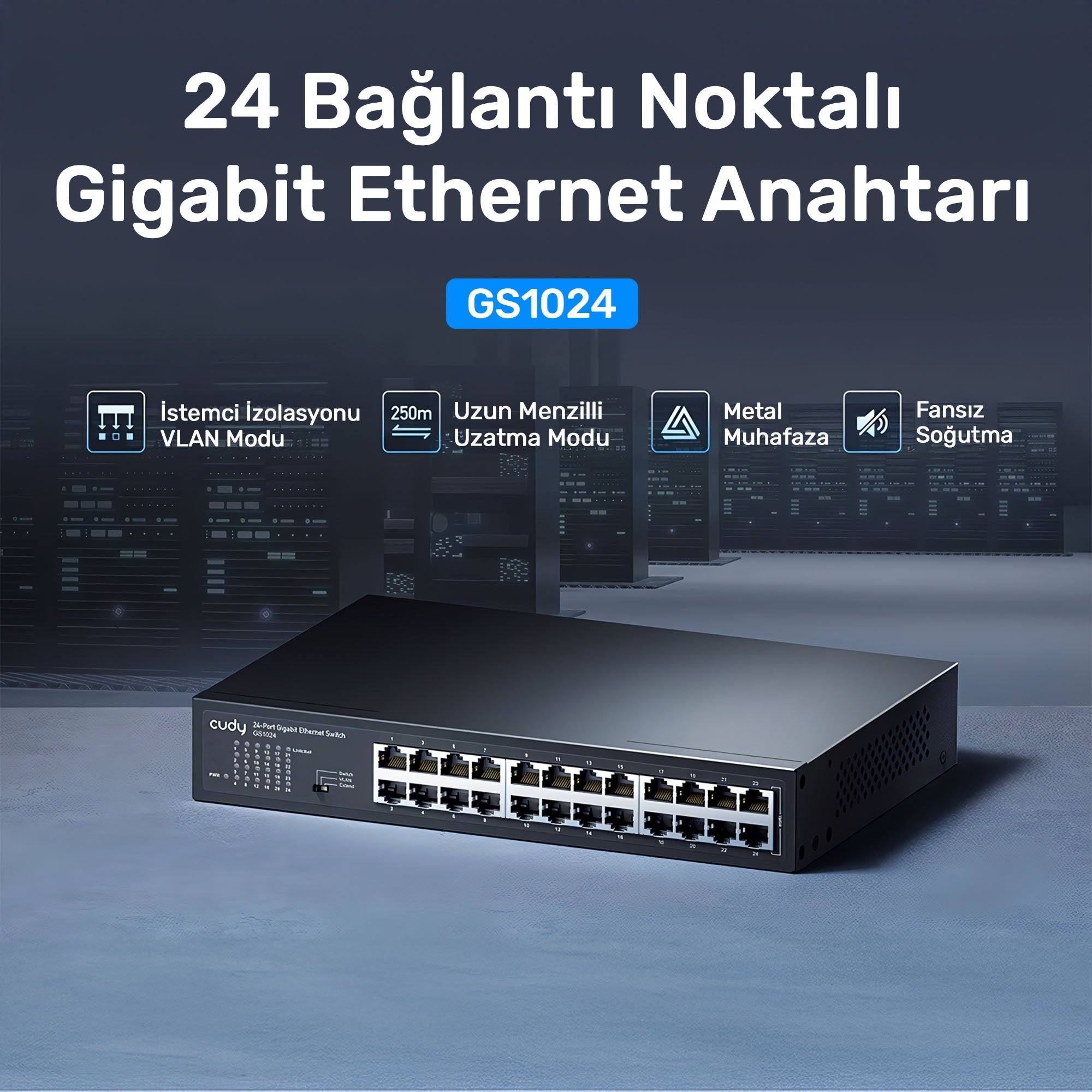 Cudy GS1024 16K MAC, 24 Port Gigabit Metal Switch
