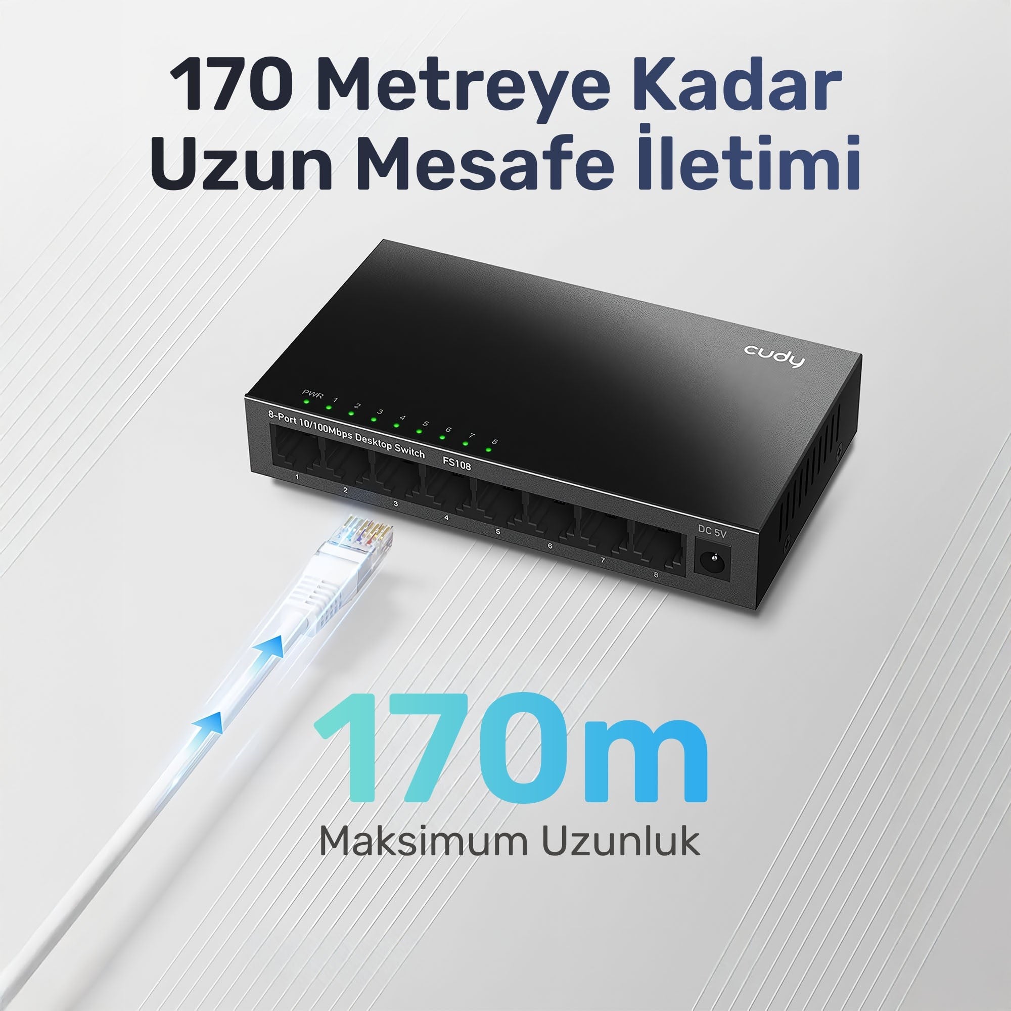 Cudy GS108 10/100/1000Mbps 16K MAC 8 Port Gigabit Metal Switch