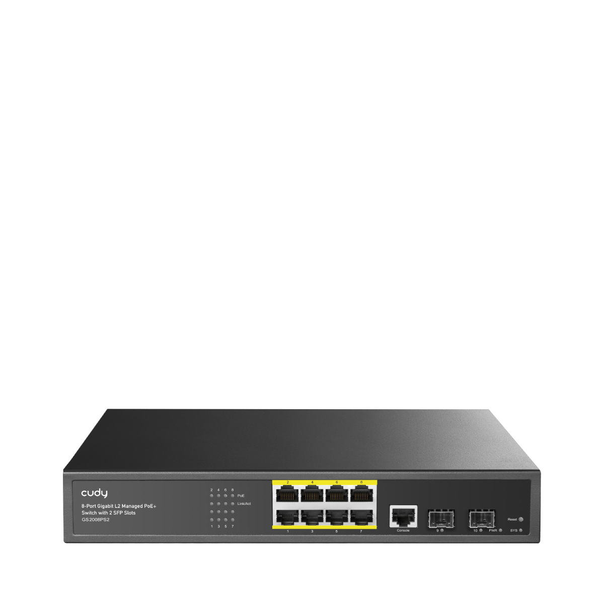 CUDY GS2008PS2 8 Port Gbit 8 Port PoE+ 120W 2xSFP Desktop/Rackmont Yönetilebilir (L2) Metal Kasa Switch