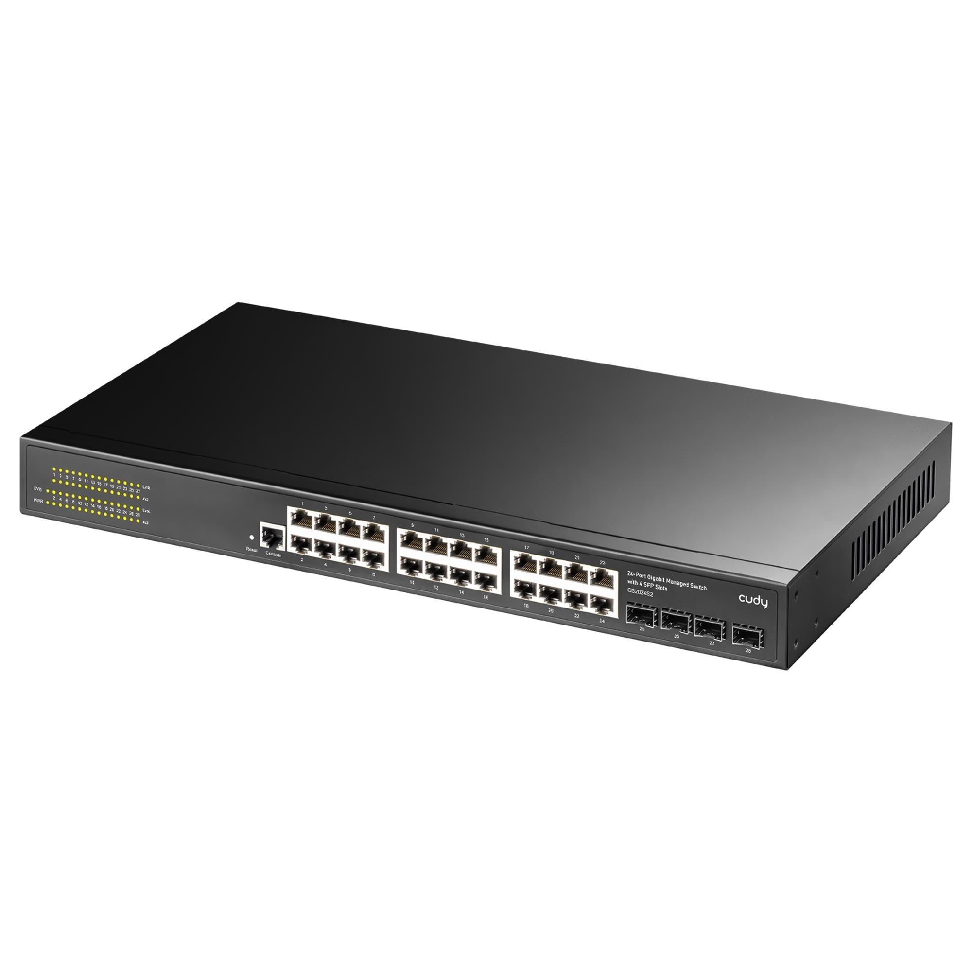 Cudy GS2024S2 4 SFP Slot,2 Katman,24 Port Yönetilebilir Metal Rack Mount Gigabit Switch