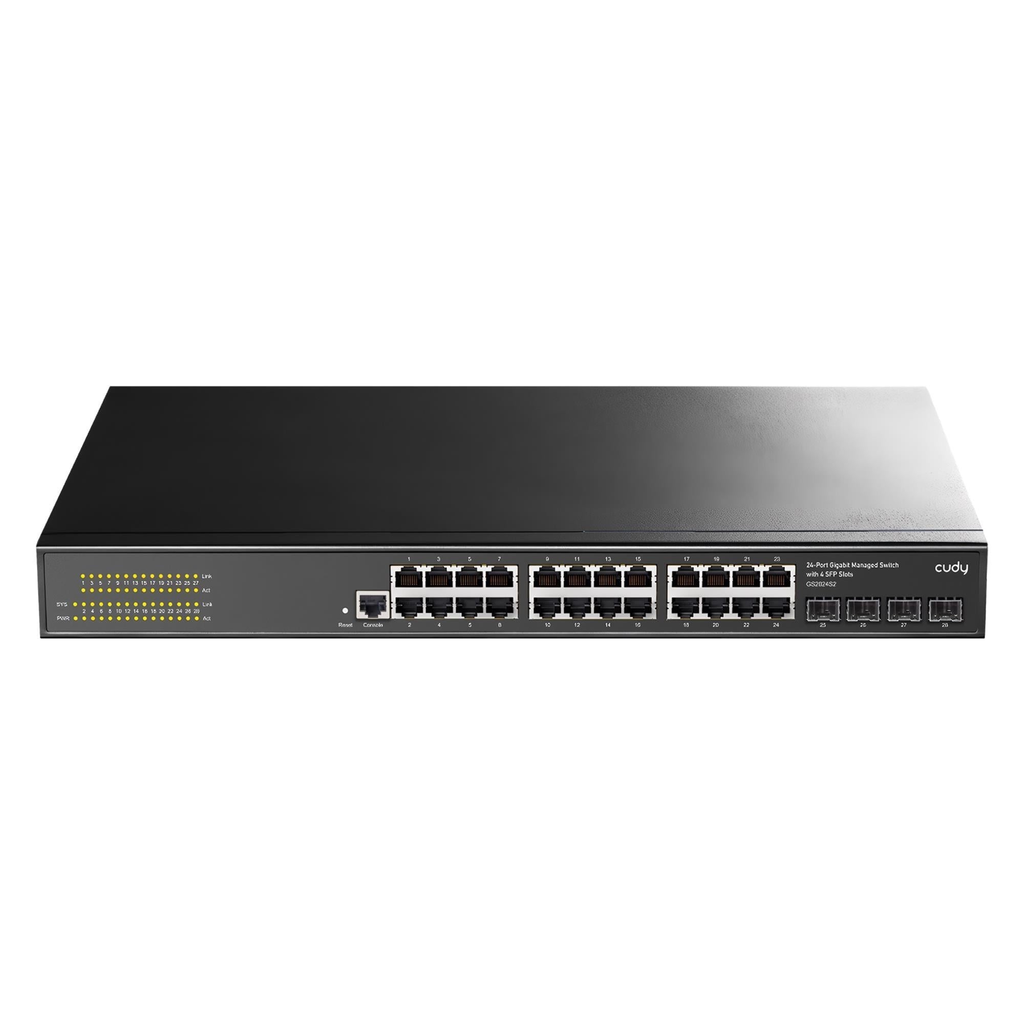 Cudy GS2024S2 4 SFP Slot,2 Katman,24 Port Yönetilebilir Metal Rack Mount Gigabit Switch