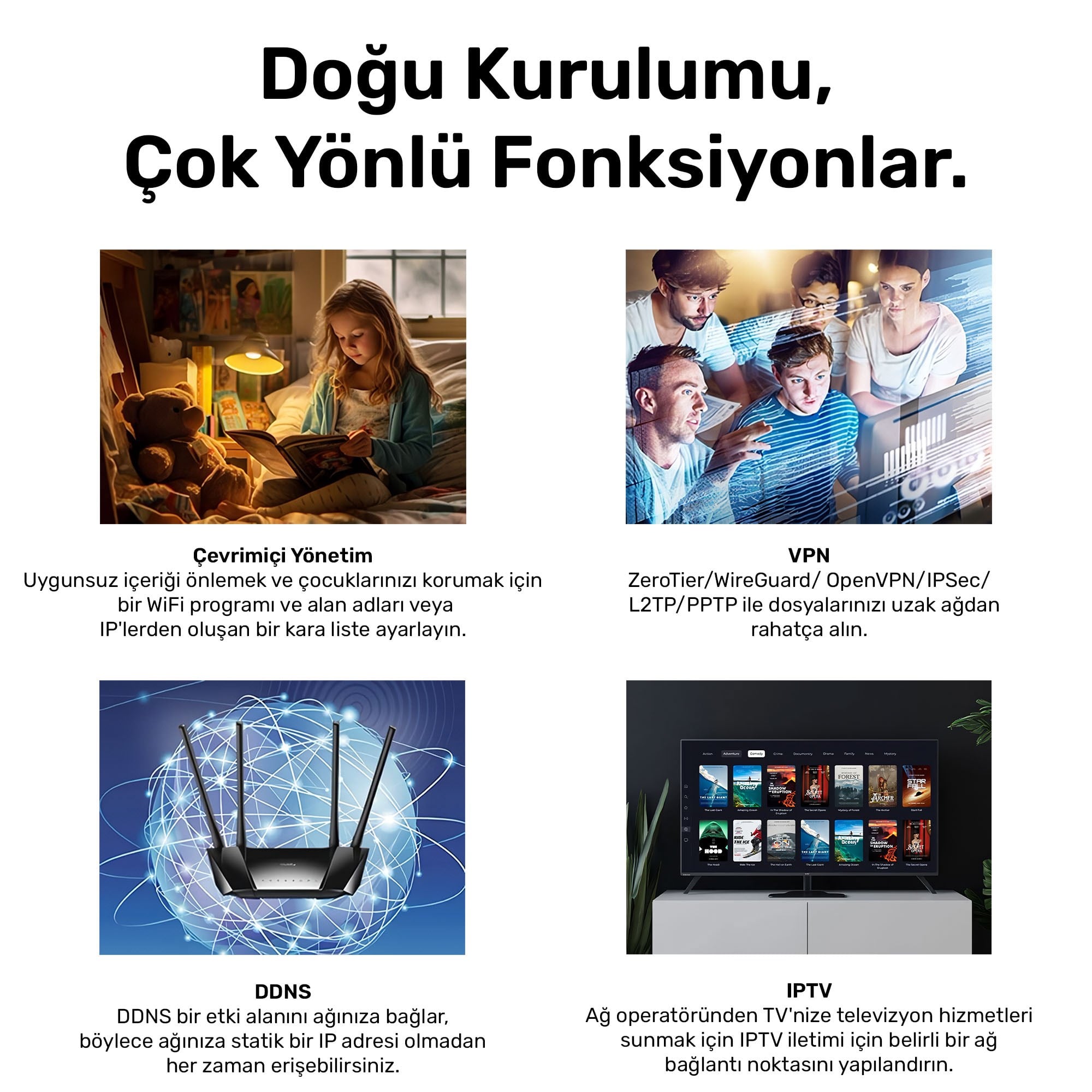 Cudy LT400 2,4GHz 300Mbps, 5GHz 867Mbps, 4 Ports 4G LTE Nono SIM Destekli DDNS Mobile Router