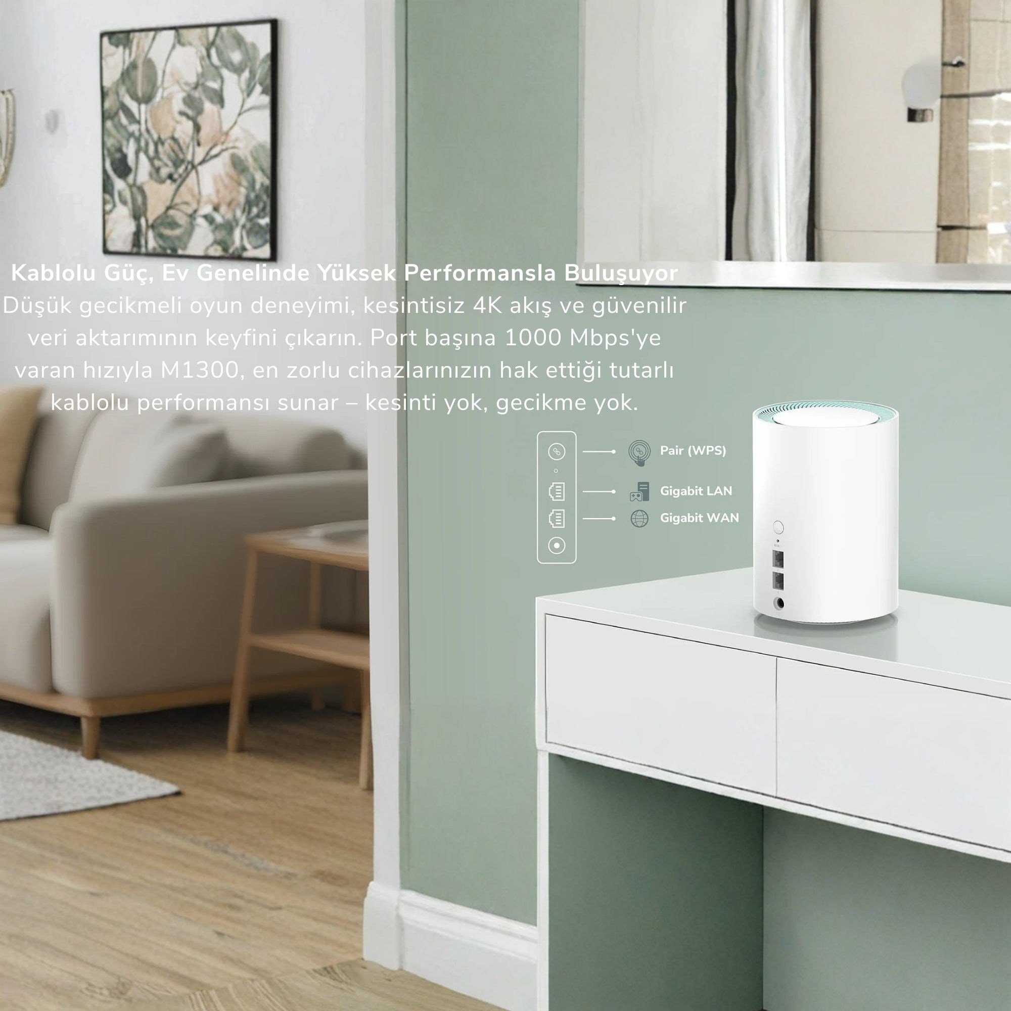 Cudy M1300 5/2.4Ghz 867/300Mbps,PPTP/L2TP/OpenVPN/WireGuard/IPSecVPN,4Dahili Anten,Wi-Fi Mesh Router 2 Adet
