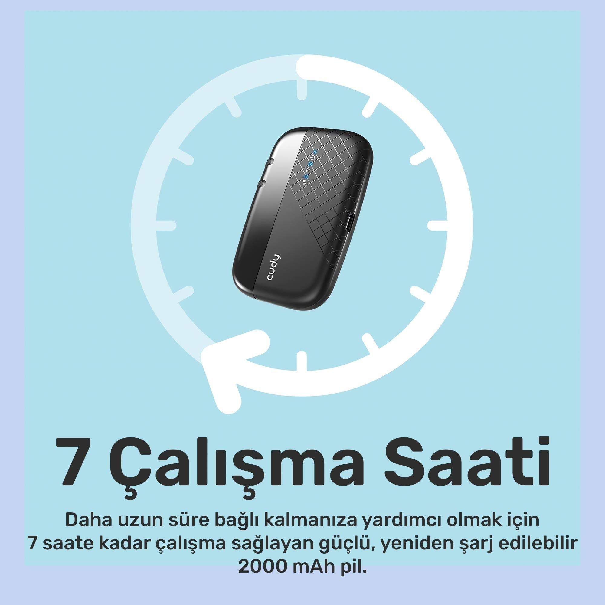 Cudy MF4 4G LTE 2000Mah/7Saat 10 Cihaz Destekli SIM Kart Takılabilir Taşınabilir Mobile Wi-Fi Router