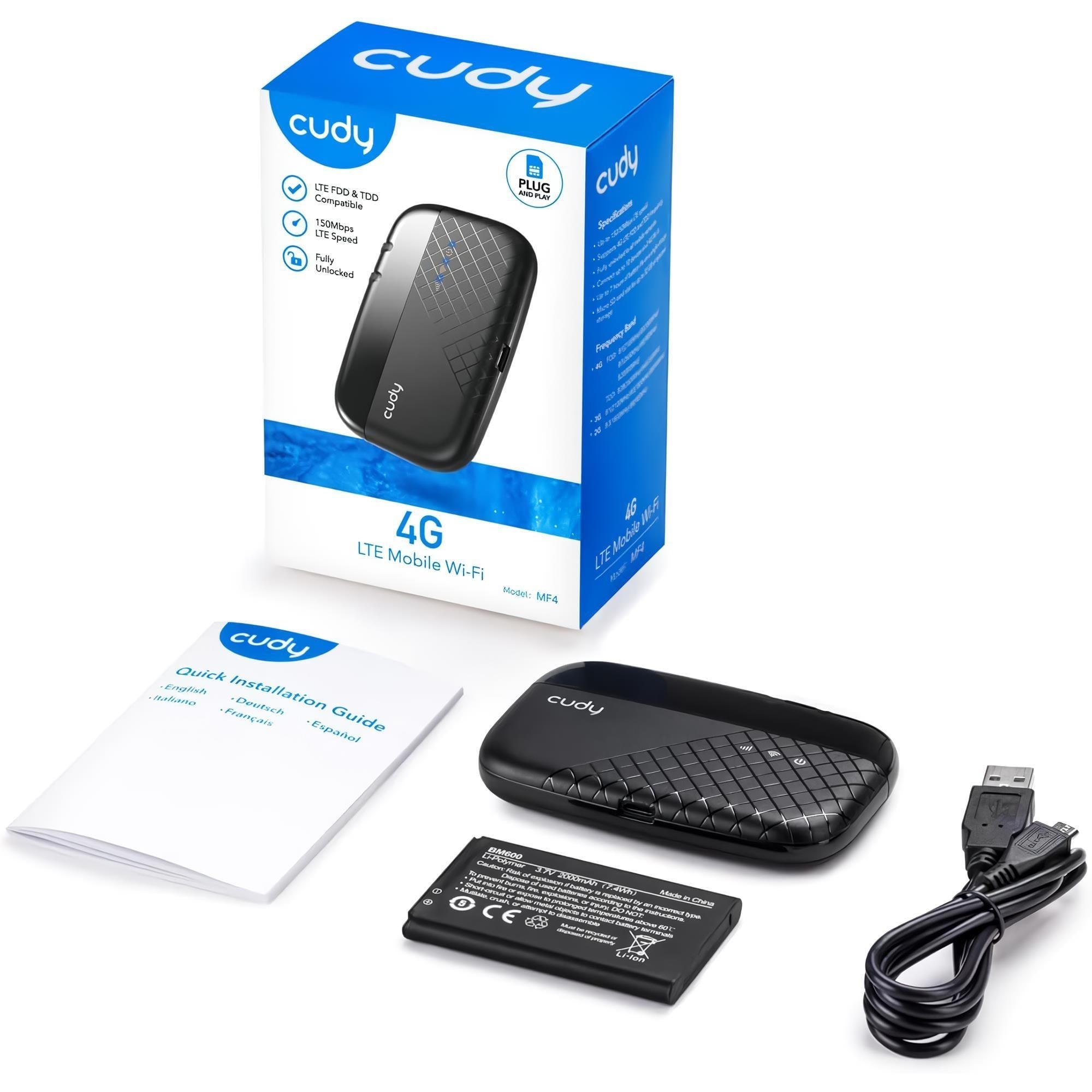 Cudy MF4 4G LTE 2000Mah/7Saat 10 Cihaz Destekli SIM Kart Takılabilir Taşınabilir Mobile Wi-Fi Router