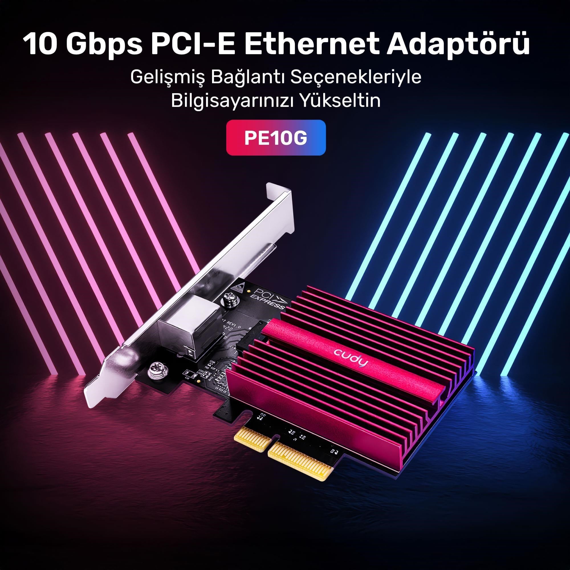 Cudy PE10G WOL 10.000Mbps Multi-Gigabit PCI Express Ethernet Ağ Kartı