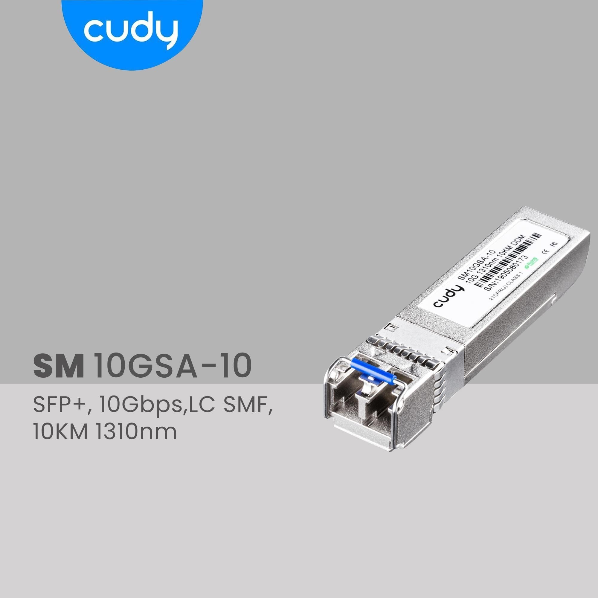 Cudy SM10GSA-10 SFP+,10Gbps,LC SMF,10KM 1310nm Endüstriyel SFP+ Modül Metal Switch