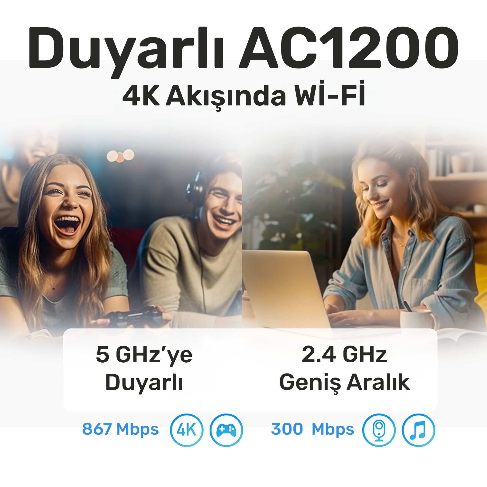 Cudy WR1200 Dual 2.4/5Ghz 4x5dBi Anten 1200Mbps 5 Port Wi-Fi Router(AC1200 Serisi)