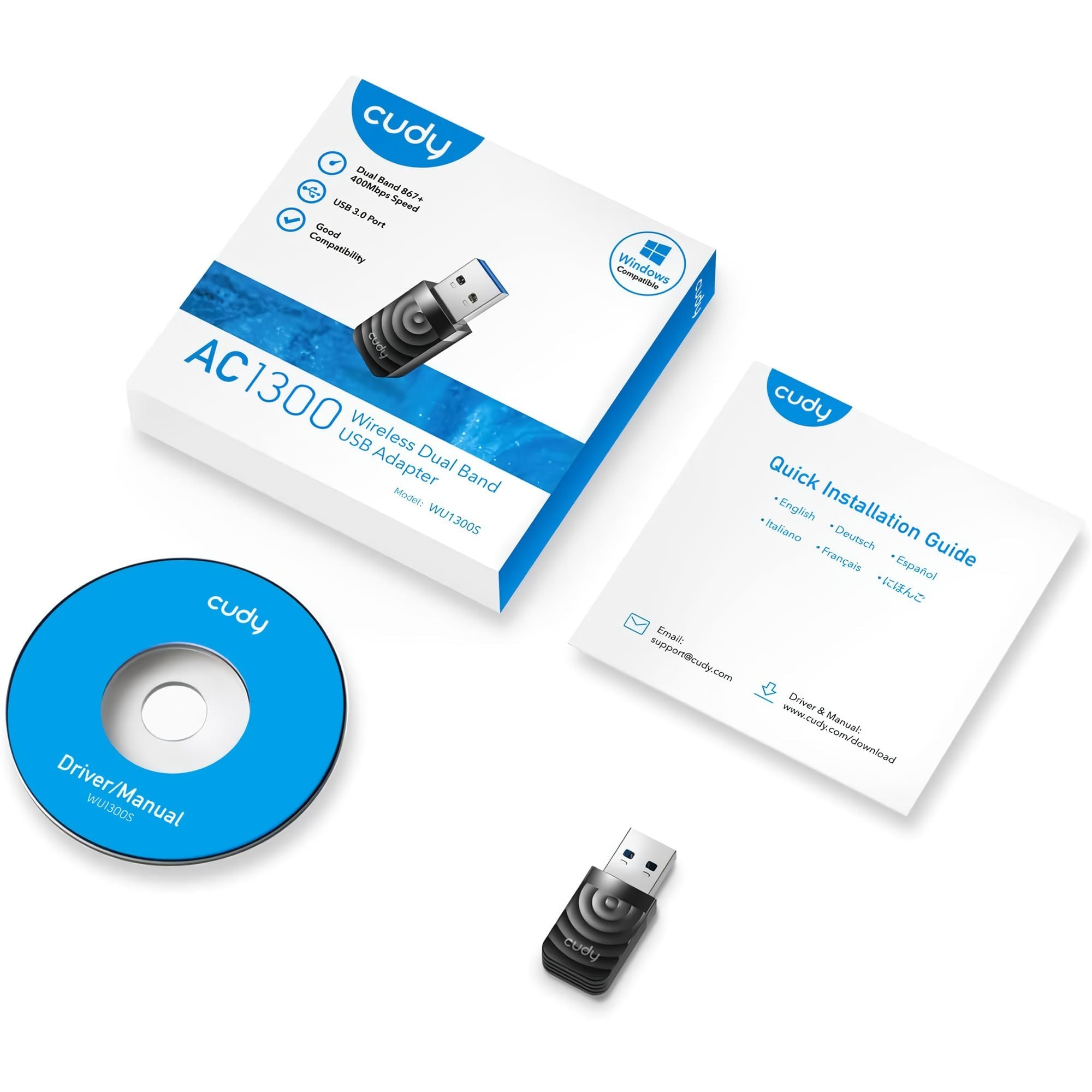 Cudy WU1300S 5 GHz 867 Mbps, 2.4 GHz 400 Mbps Wi-Fi USB 3.0 Mini Adaptör (AC1300 Serisi)