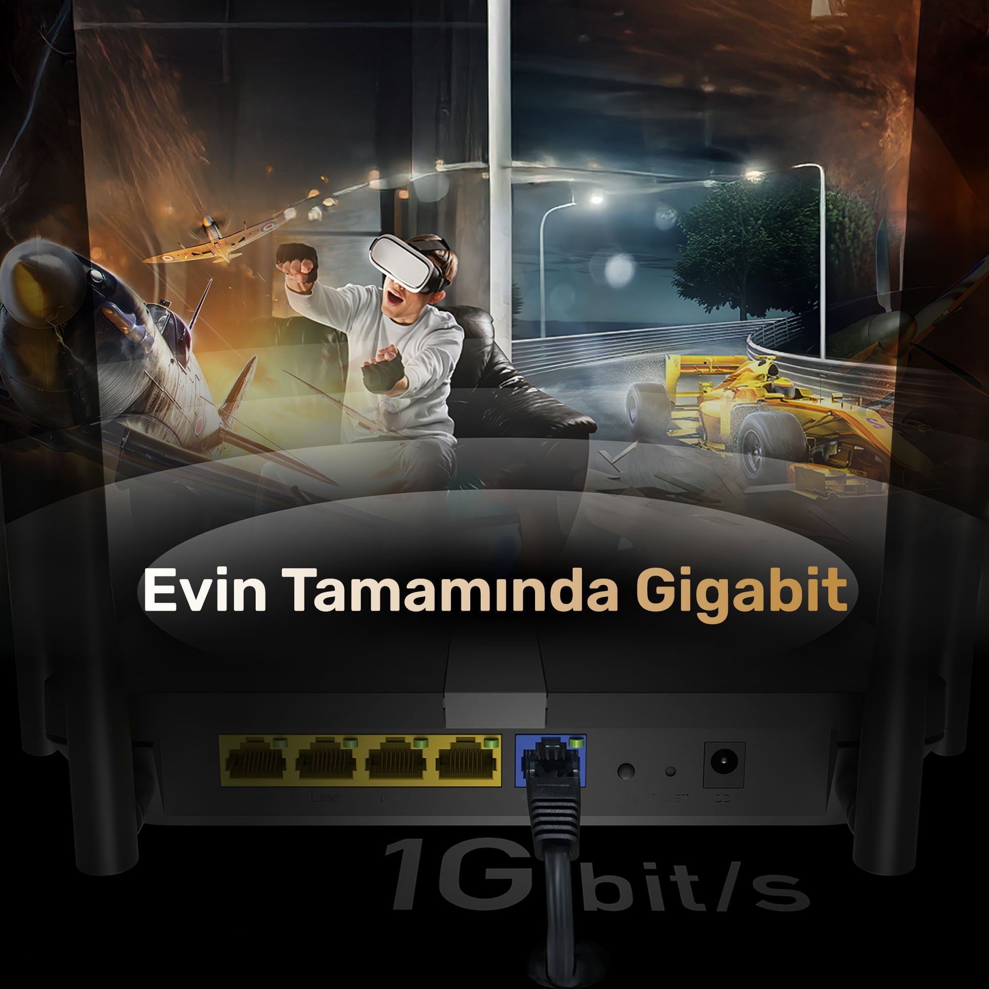 Cudy X6 5GHz 1200Mbps, 2.4GHz 574Mbps,5 Gigabit Port,4x5dBi, DDNS Wi-Fi 6 Mesh Router (AX1800Serisi)