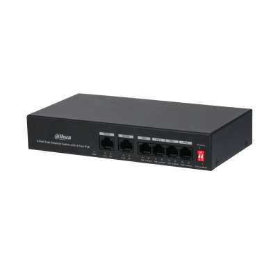 DAHUA DH-PFS3006-4ET-36 6 Port Mbit 4 Port PoE 36W 2xMbit Uplink Desktop Yönetilemez Switch