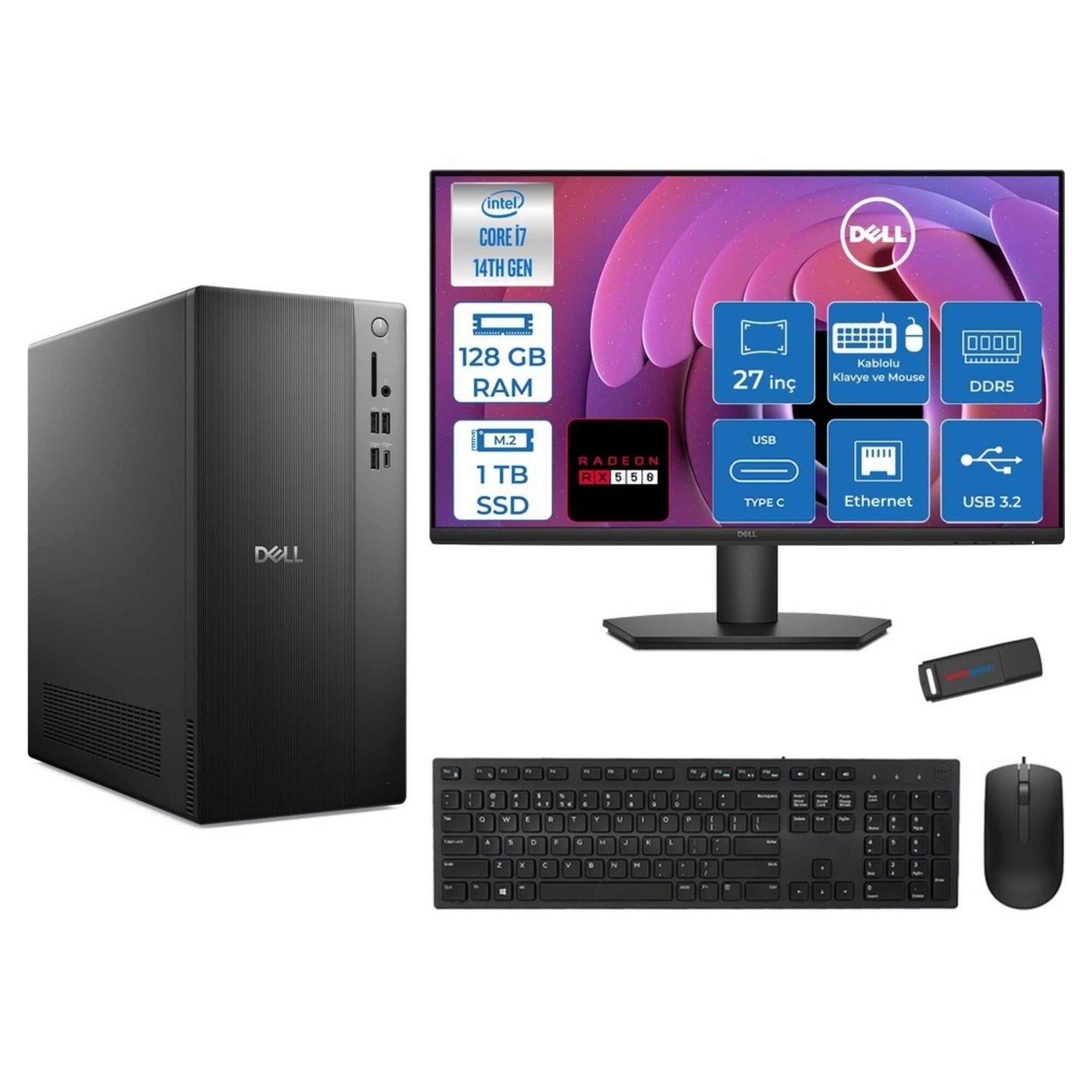 Dell Tower QVT1260 i5-14500 16GB 512SSD FreeDOS Masaüstü Bilgisayar