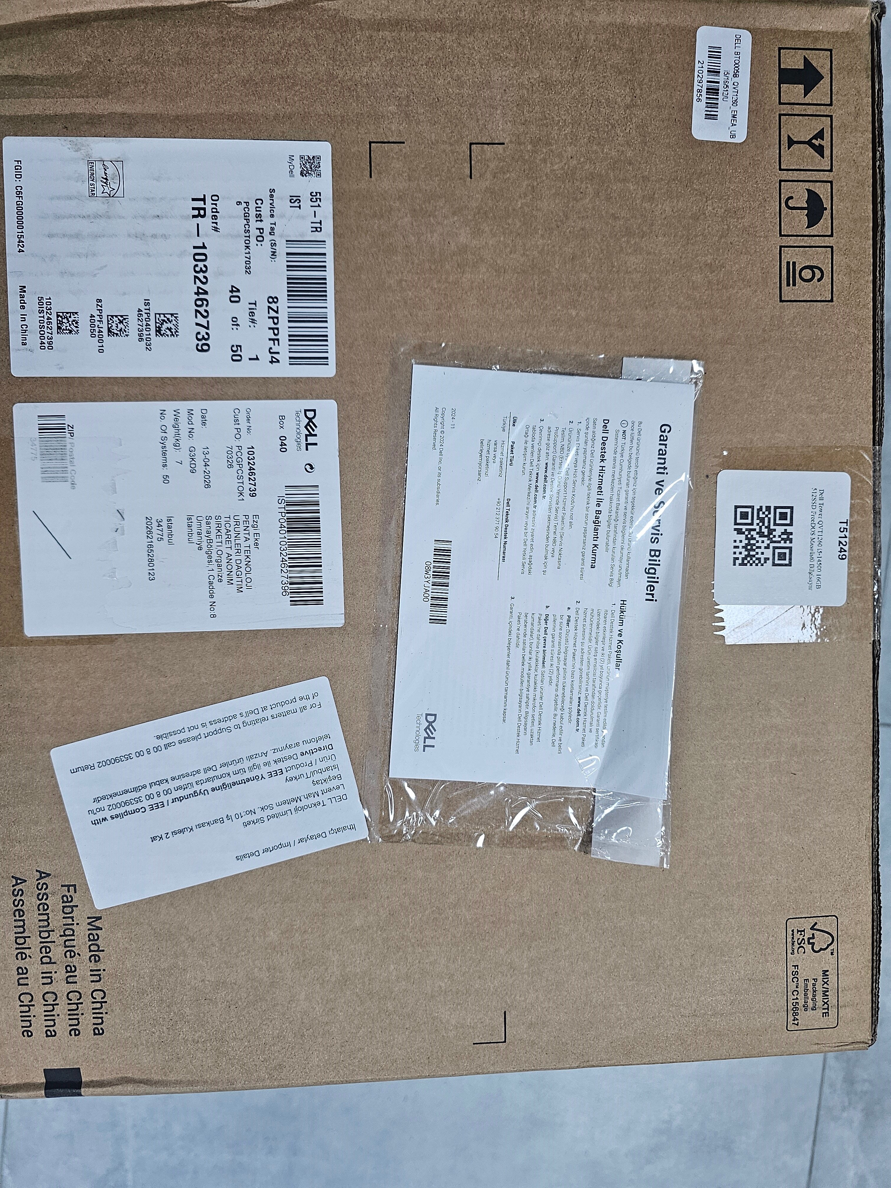 Dell Tower QVT1260 i5-14500 16GB 512SSD FreeDOS Masaüstü Bilgisayar