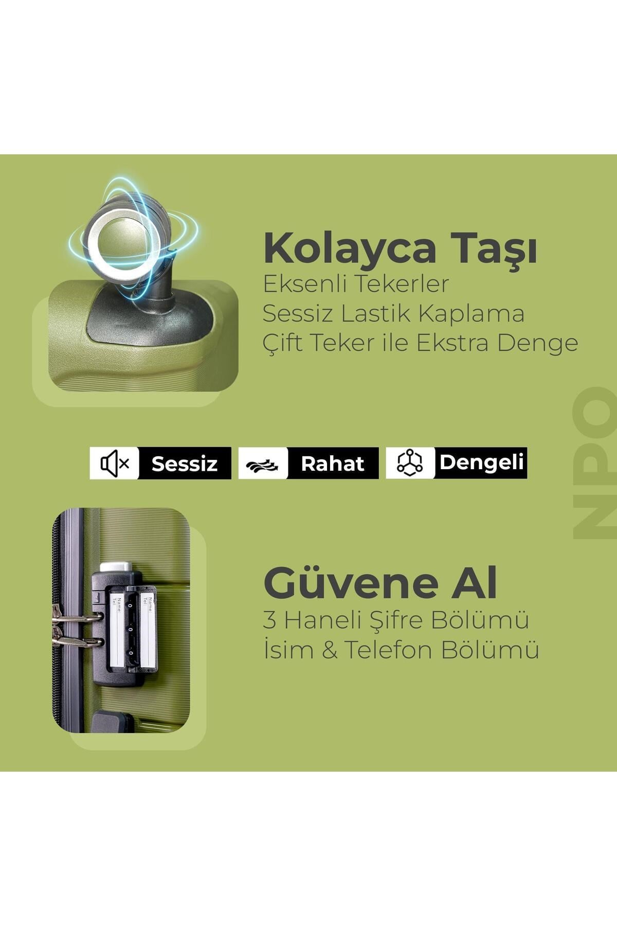 Diamond PP(Polipropilen) Küçük ve Orta Boy 2'li Kırılmaz Valiz Seti-Siyah