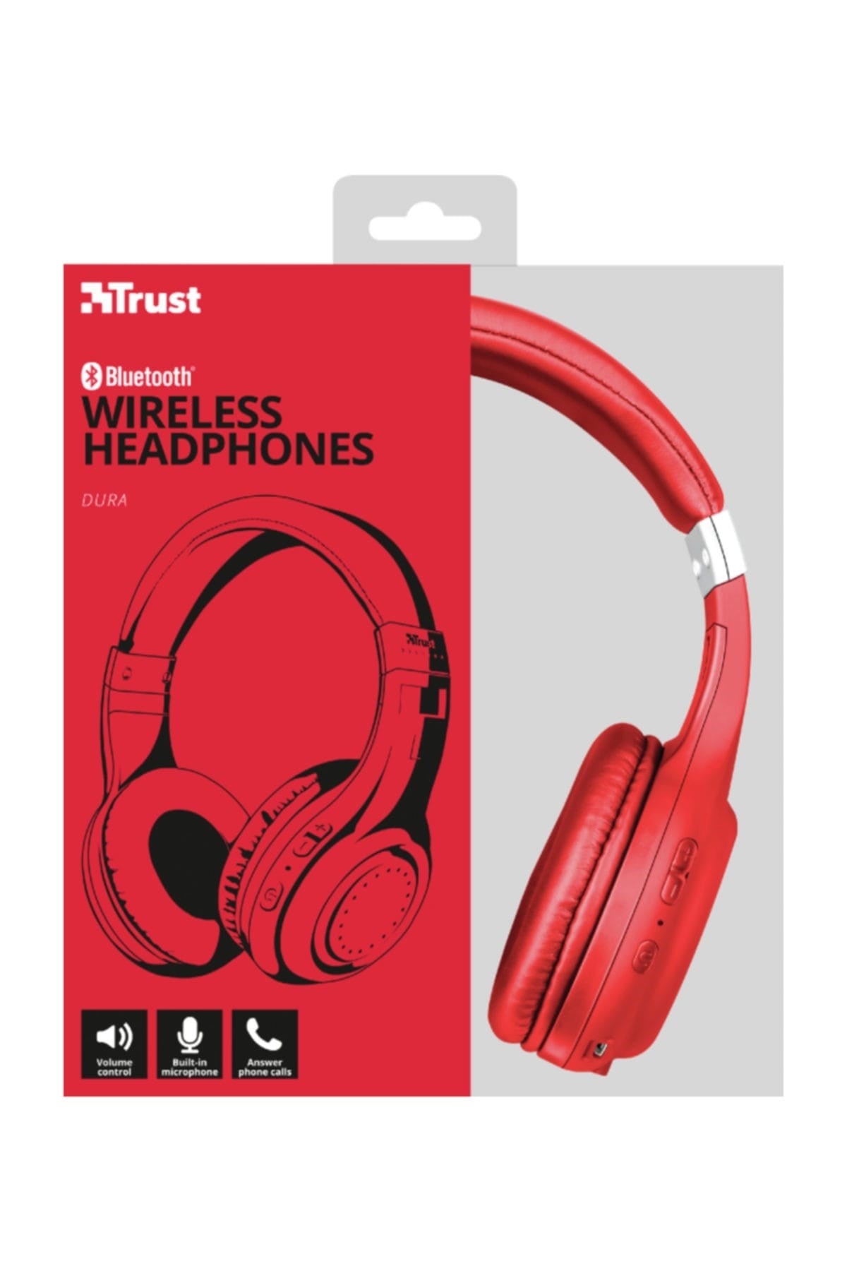 Dura Kablosuz Bluetooth Kulaklık Kırmızı
