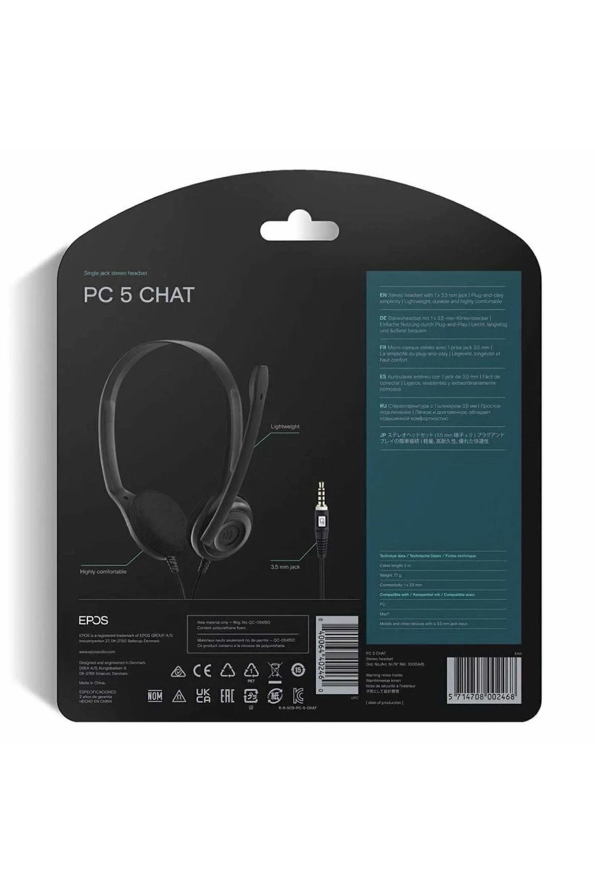 Epos Pc 5 Chat Siyah Çift Taraflı Kafa Üstü Voıp Kulaklık ( Türkiye Garantili)