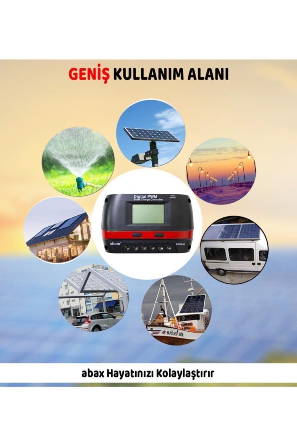 Escd60 2a'lik Çift Usb Çıkışlı 12/24v Dc 60a Pwm Zaman Ayarlı Akıllı Solar Şarj Kontrol Cihazı