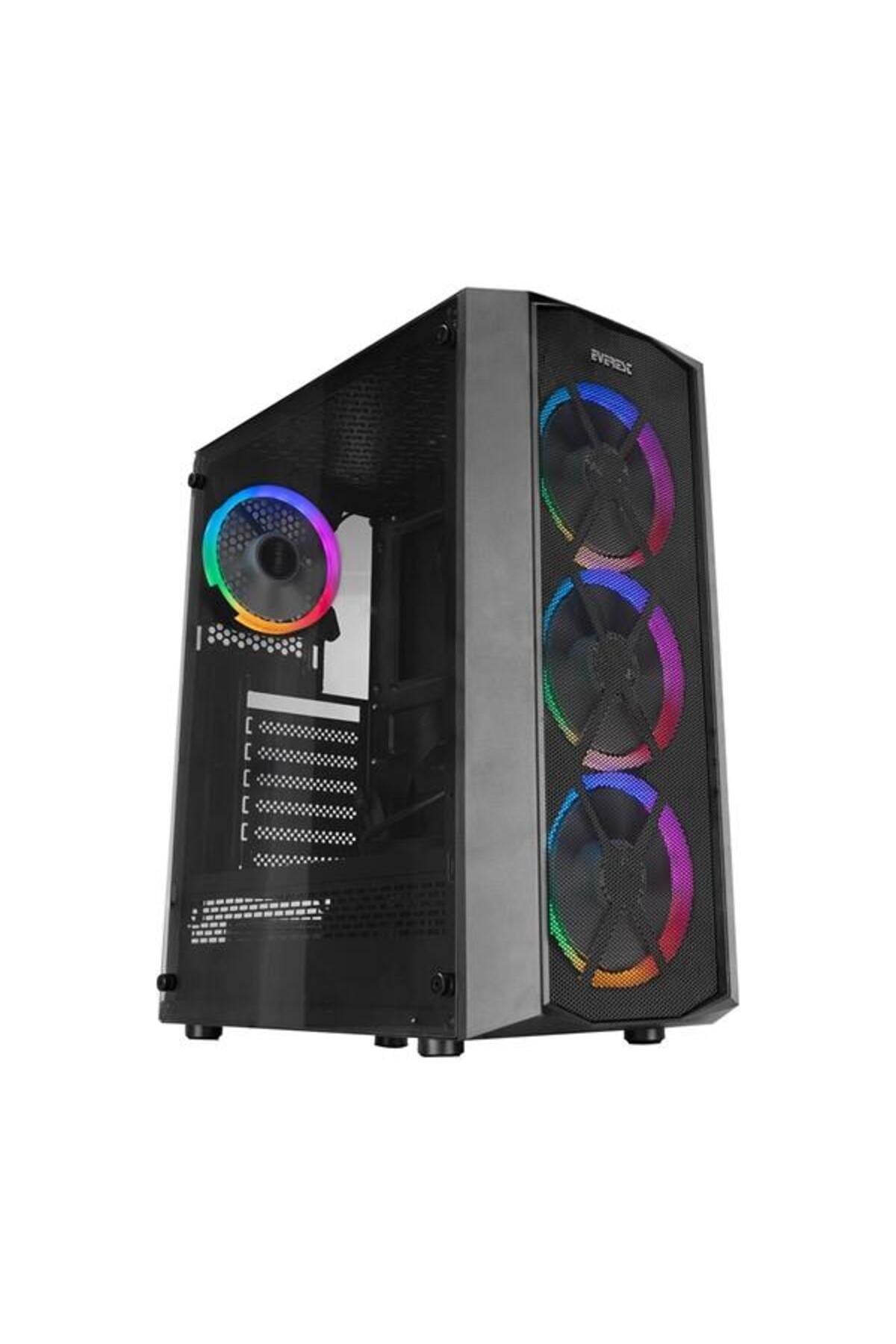 FLAT MESH 4-12cm RGB Fan Tempered Camlı ATX Mid-T Gaming Oyuncu Kasası