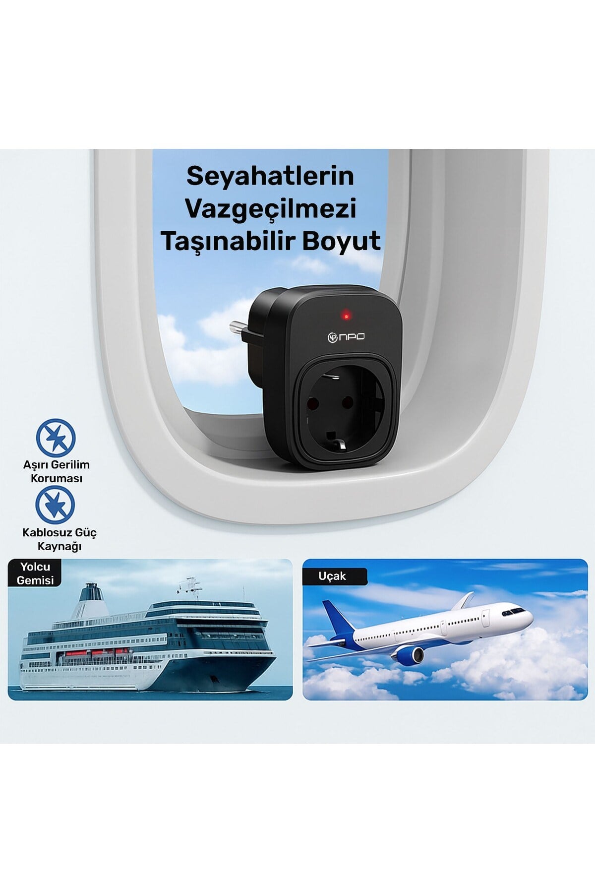 Fulltech24 3680W Yüksek Voltaj/Akım ve Çocuk Korumalı Type-C ve USB Çoğaltıcı Duvar Prizi