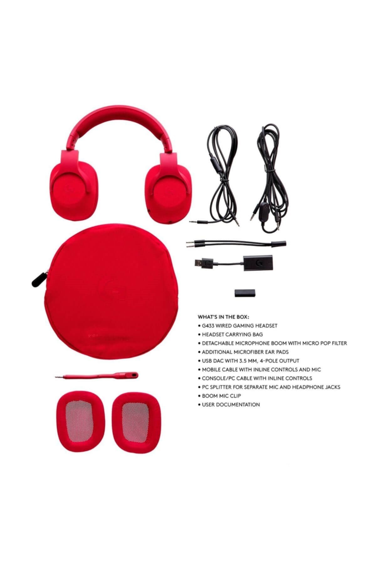 G433 7.1 Surround Red Gaming Headset 981-000652