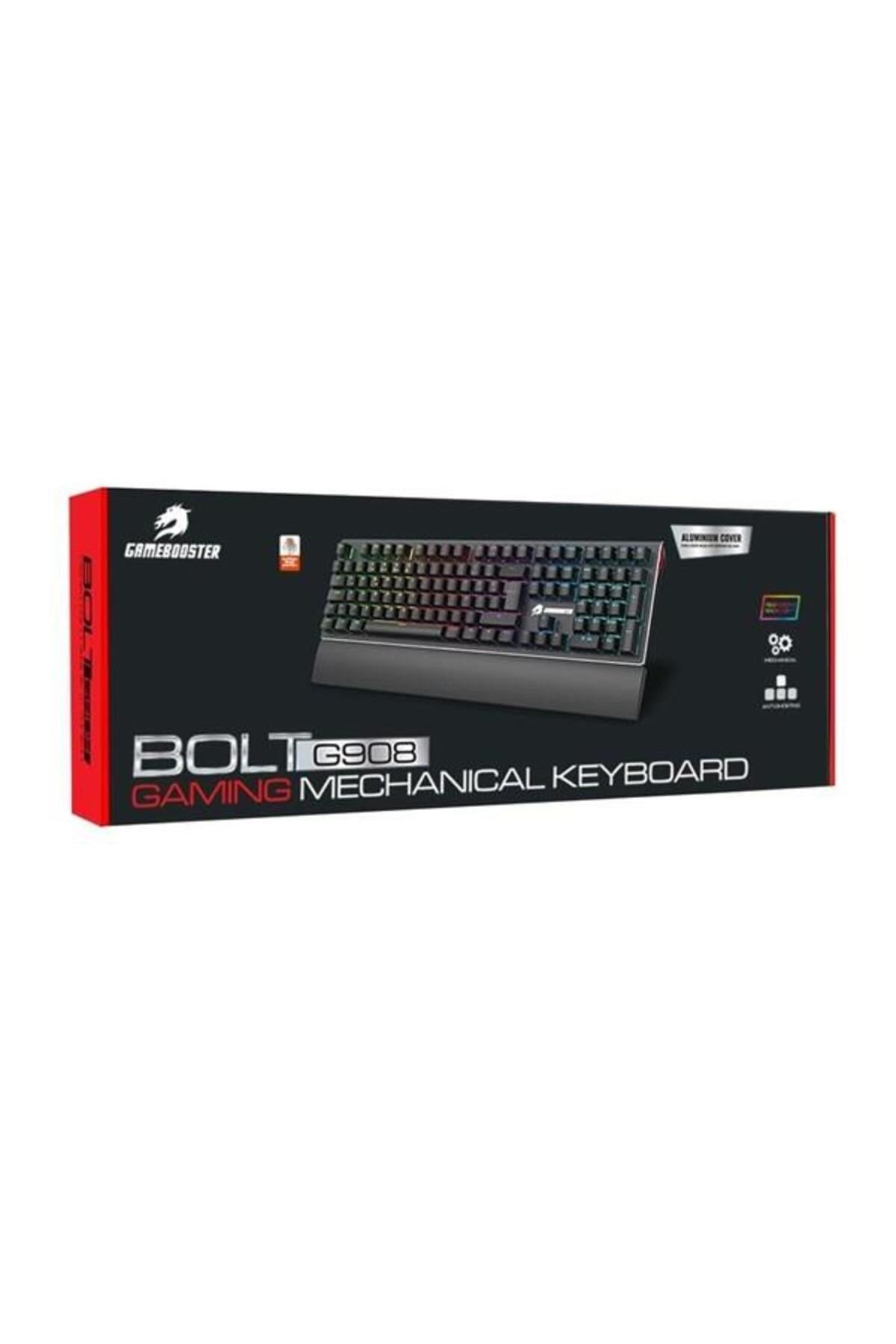 G908 Bolt Rainbow Aydınlatmalı Blue Switch Mekanik Bileklikli Oyun Klavyesi