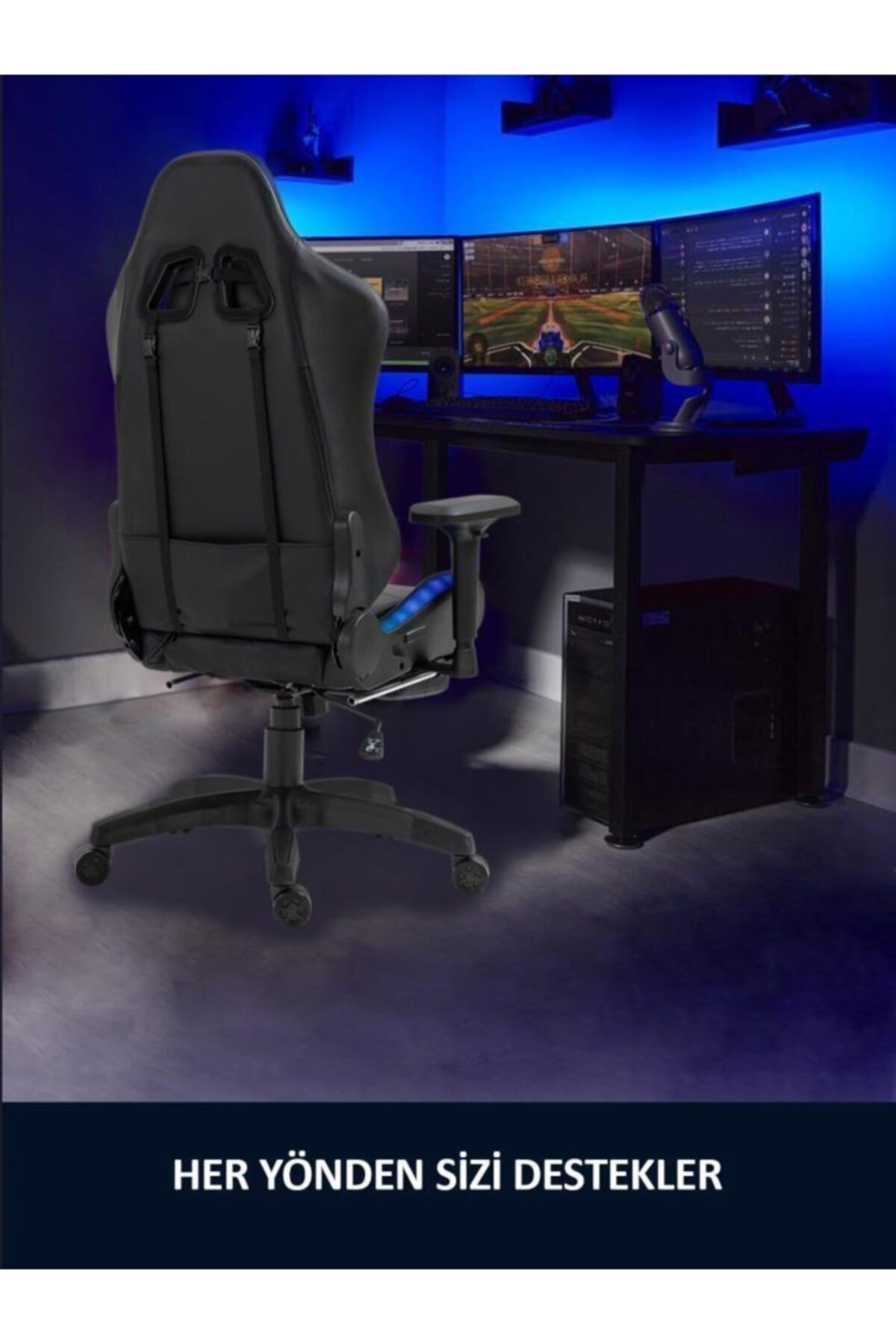 Gc3001b Masajlı,rgb,4d Kolçaklı,ayak Destekli Oyuncu Koltuğu, Siyah