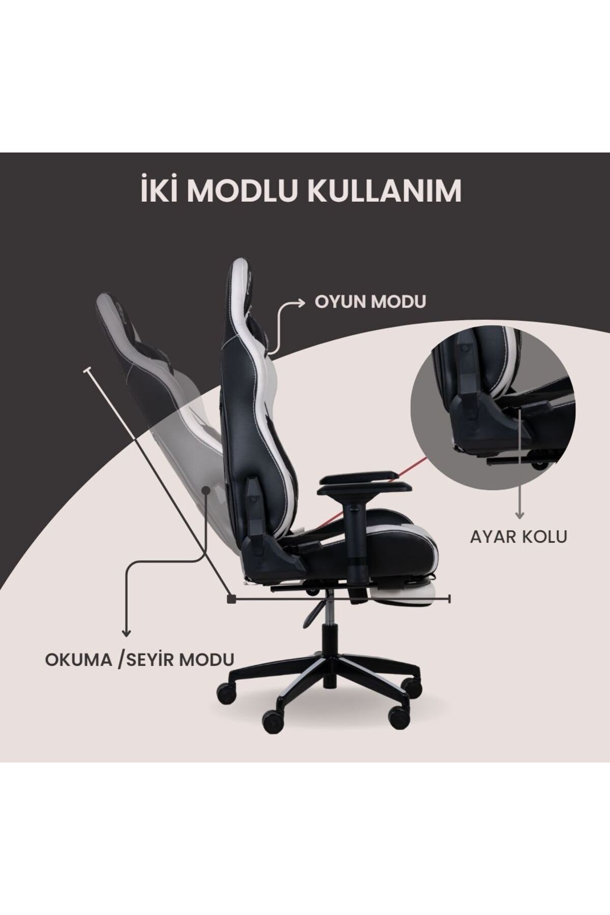 Gc3001bw Masajlı,rgb,4d Kolçaklı,ayak Destekli Oyuncu Koltuğu, Beyaz- Siyah