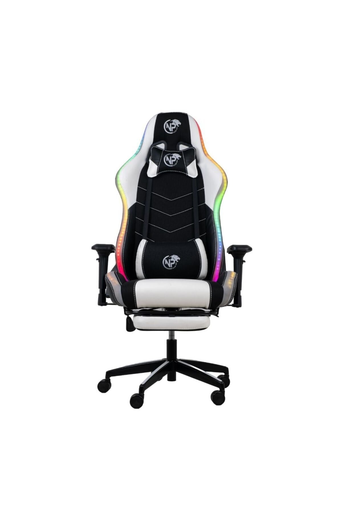 Gc3001bw Masajlı,rgb,4d Kolçaklı,ayak Destekli Oyuncu Koltuğu, Beyaz- Siyah