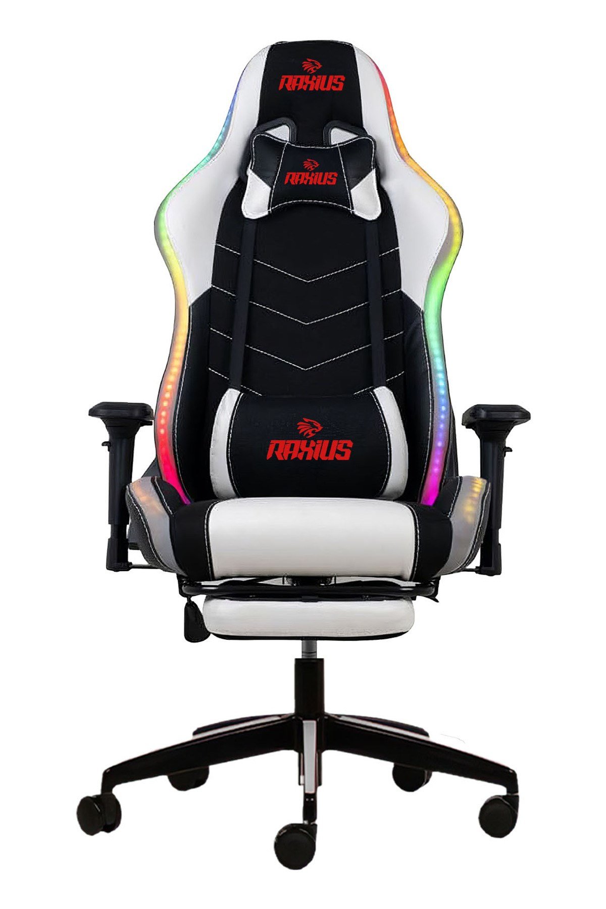 GC3001BW Masajlı,RGB,4D Kolçaklı,Ayak Destekli Oyuncu Koltuğu, Siyah- Beyaz