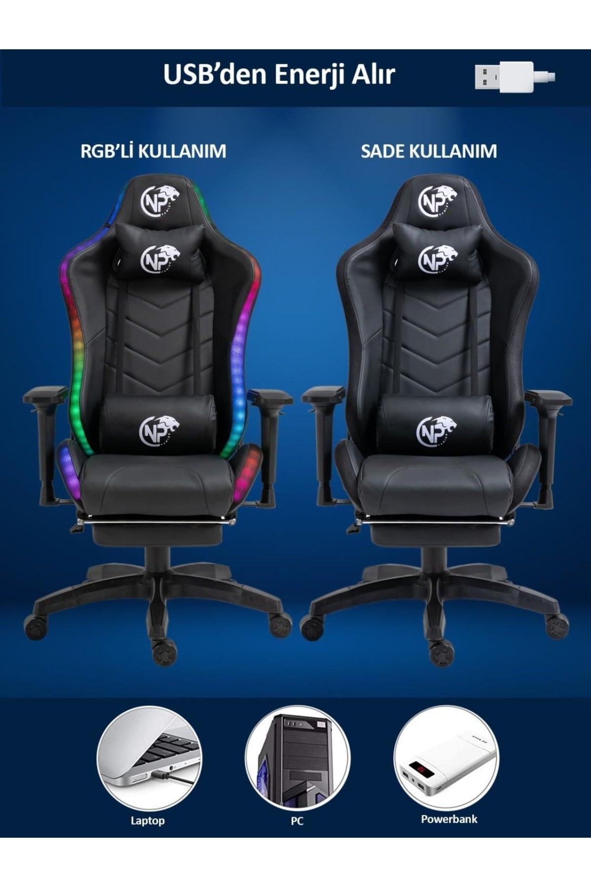 Gc5001b Bluetooth Hoparlörlü,masajlı,rgb,4d Kolçaklı,ayak Destekli Oyuncu Koltuğu,siyah