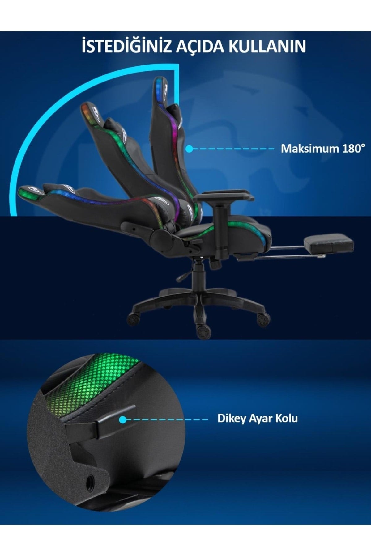 Gc5001pw Bluetooth Hoparlörlü,masajlı,rgb,4d Kolçaklı,ayak Destekli Oyuncu Koltuğu,pembe-beyaz