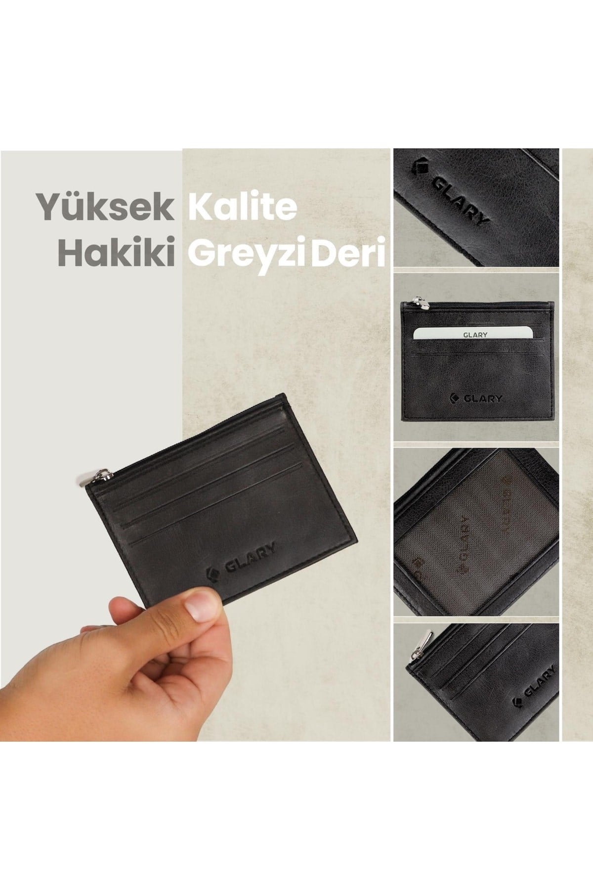 (genuine Leather) Portmone Unisex Deri Kartlık Cüzdan-siya