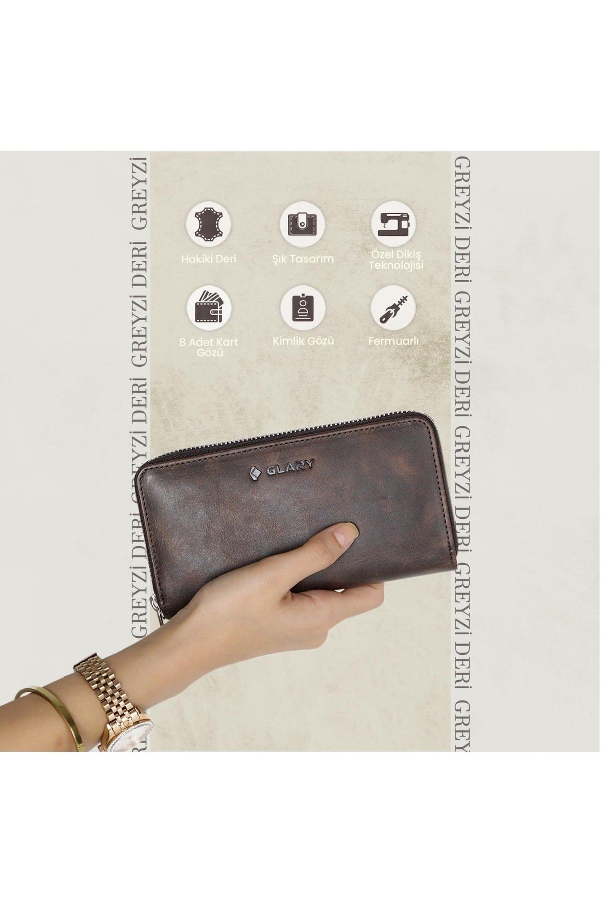 Gl100brw Telefon Bölmeli 1.sınıf Kalite Hakiki Deri(genuine Leather) Portmone Unisex Cüzdan-ka