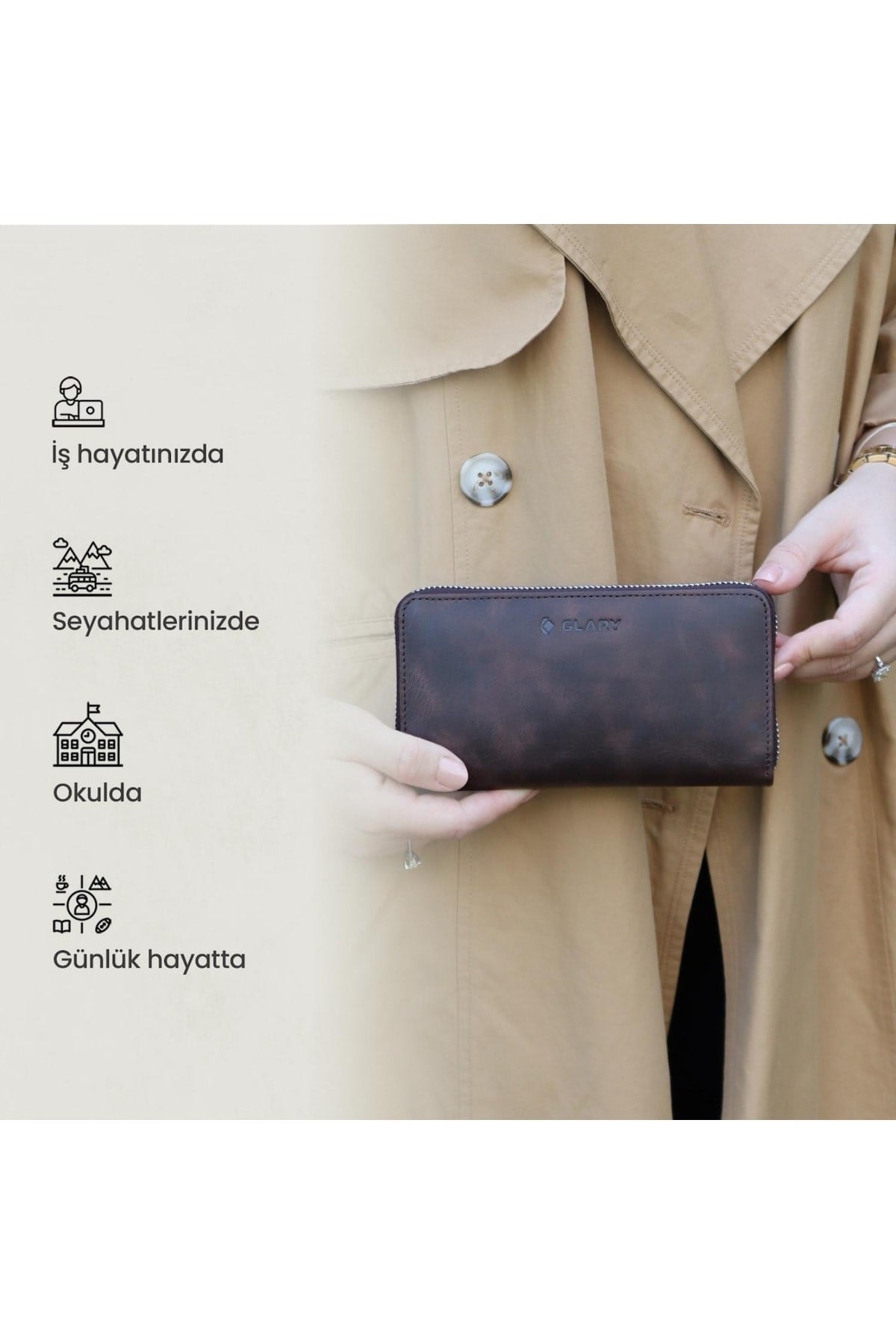 Gl100brw Telefon Bölmeli 1.sınıf Kalite Hakiki Deri(genuine Leather) Portmone Unisex Cüzdan-ka