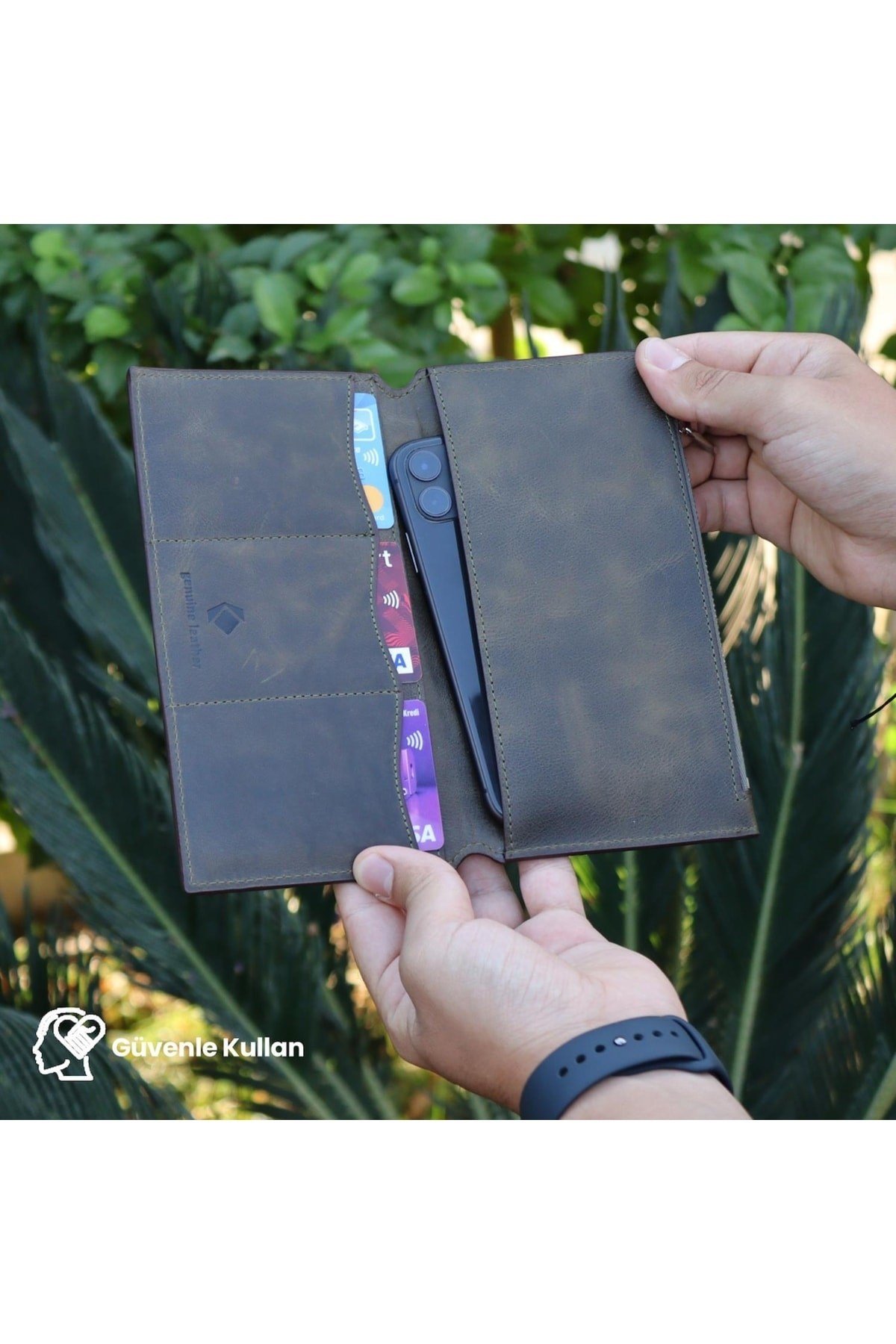Gl101kh Telefon Bölmeli 1.sınıf Kalite Hakiki Deri(genuine Leather) Portmone Unisex Cüzdan-hak