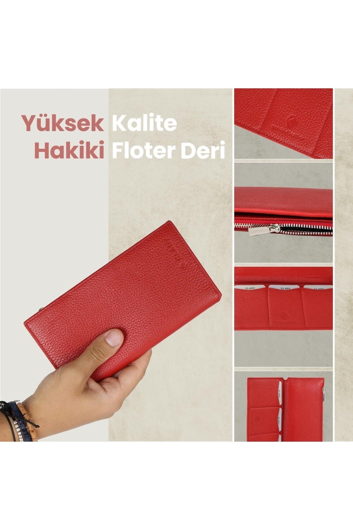 Gl101rd Telefon Bölmeli 1.sınıf Kalite Hakiki Deri(genuine Leather) Portmone Unisex Cüzdan-kır