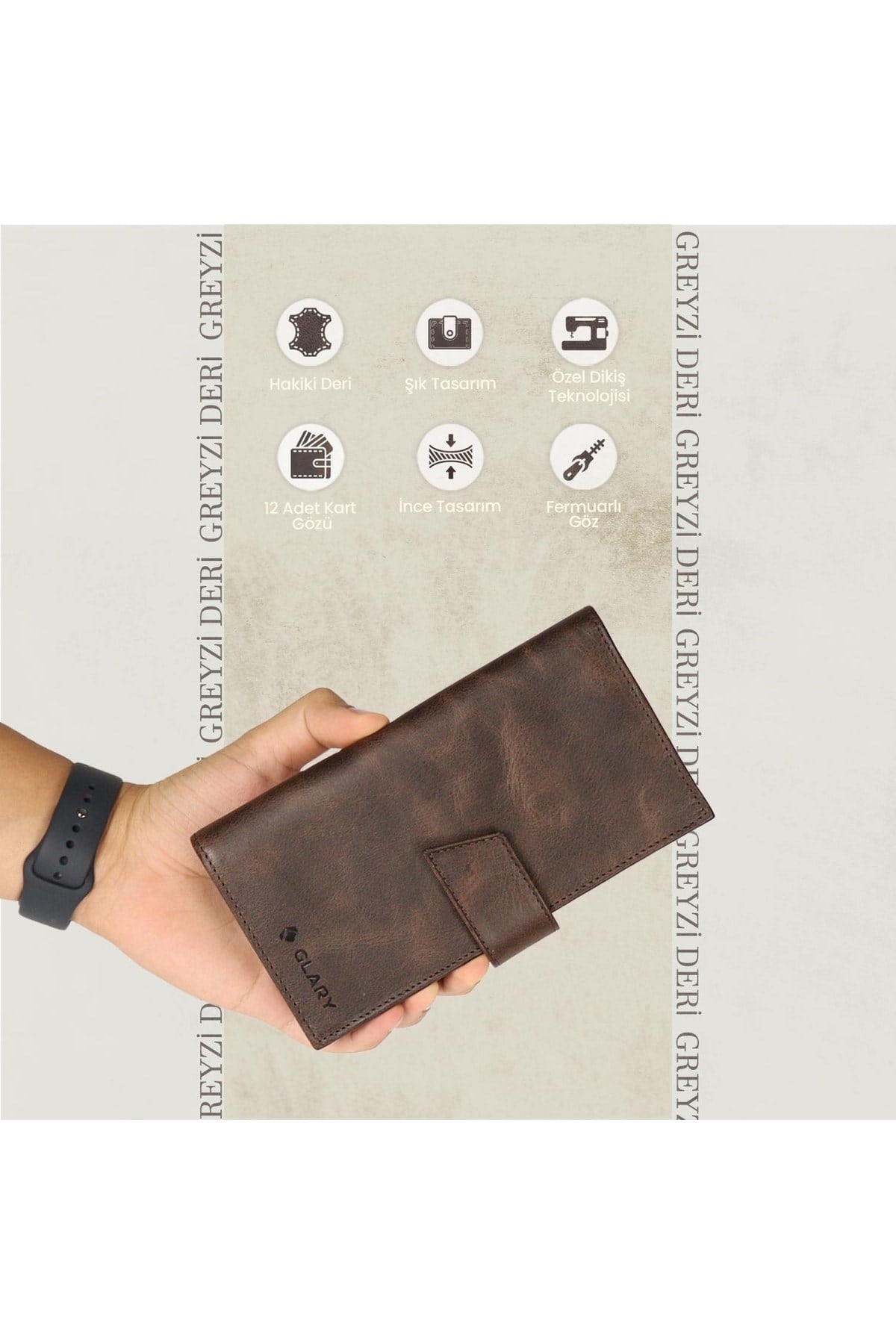 Gl102brw Telefon Bölmeli 1.sınıf Kalite Hakiki Deri(genuine Leather) Portmone Unisex Cüzdan-ka