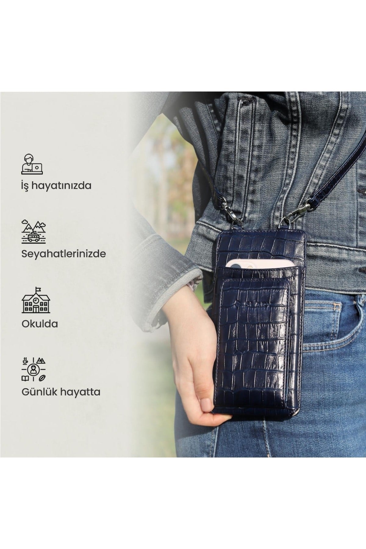 Gl200db 1.sınıf Kalite Hakiki Deri Portmone Unisex Boyun Askılı Pasaport Ve Telefon Cüzdanı-la