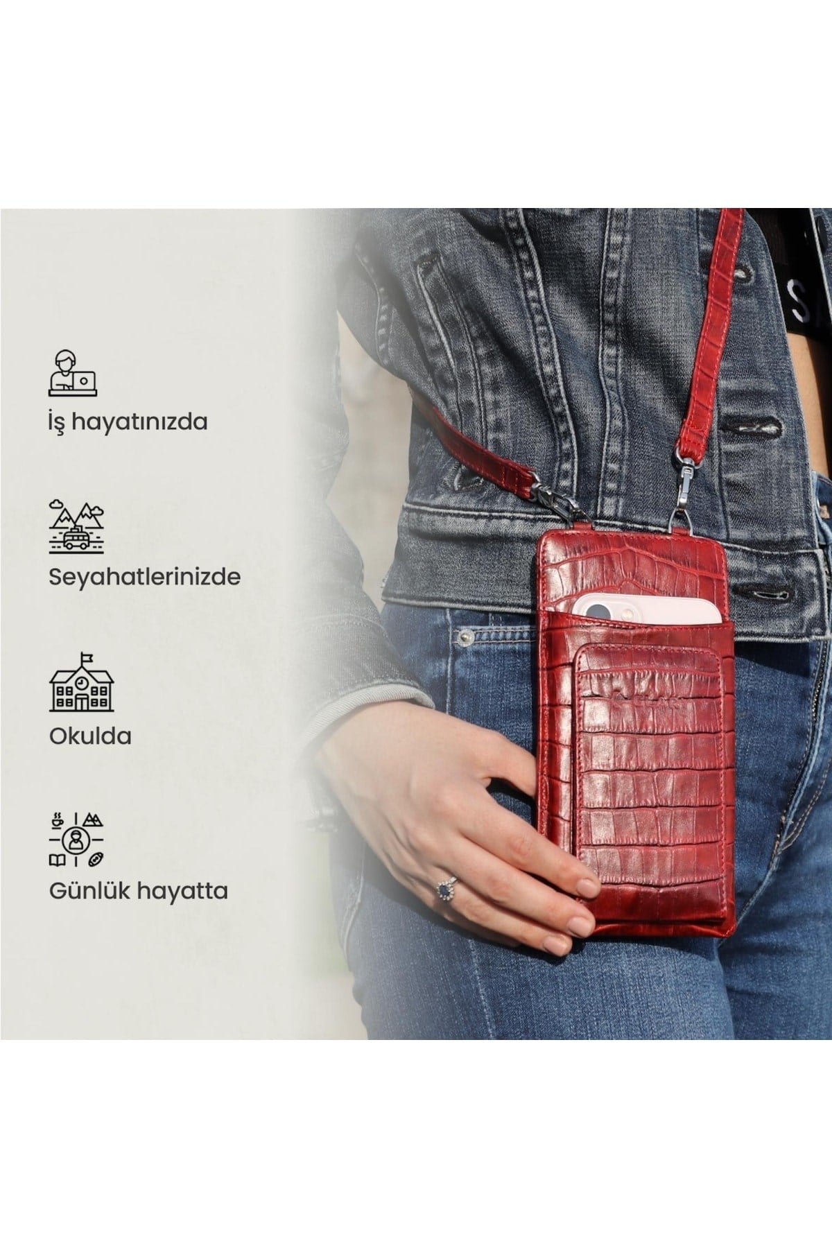 Gl200rd 1.sınıf Kalite Hakiki Deri Portmone Unisex Boyun Askılı Pasaport Ve Telefon Cüzdanı-kı