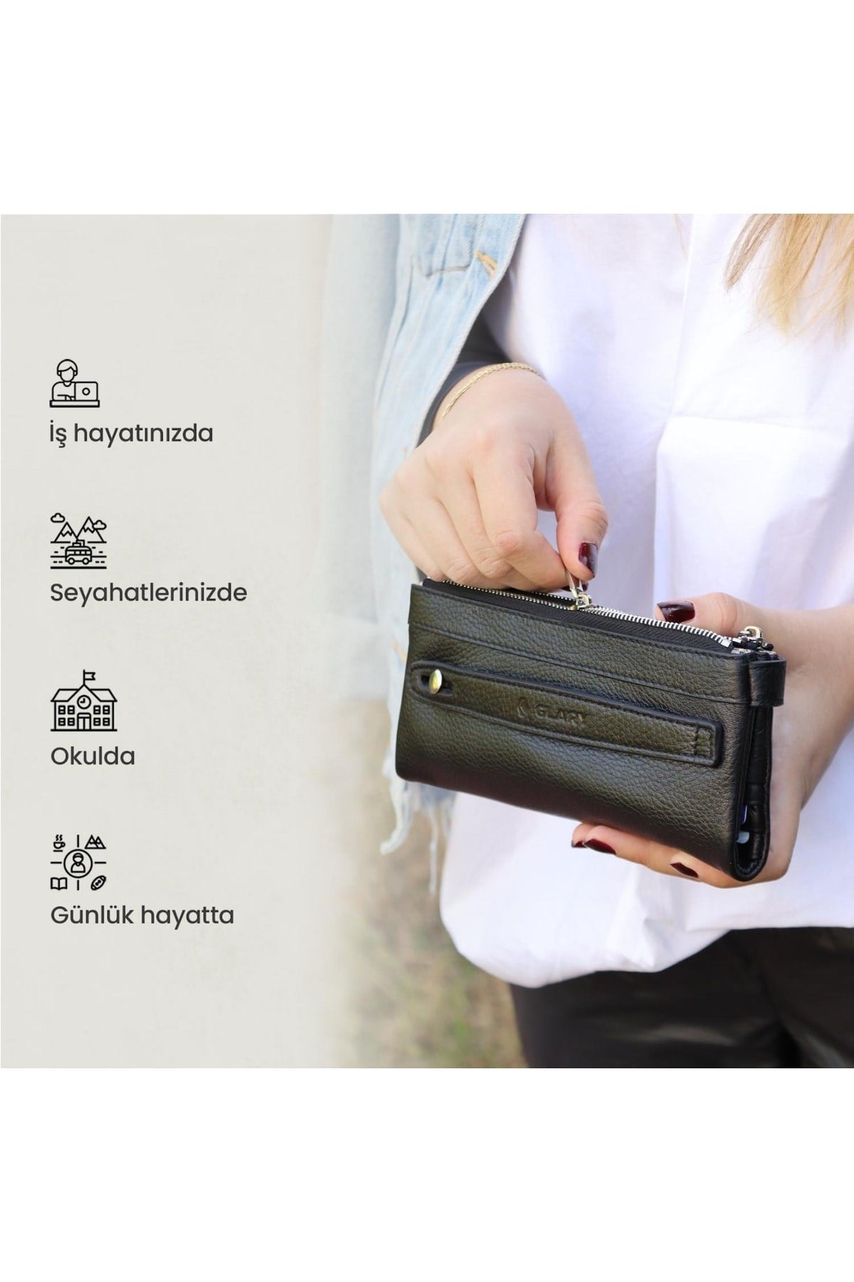Gl202blc 1.sınıf Kalite Hakiki Deri Portmone Unisex Boyun Askılı Pasaport Ve Telefon Cüzdanı-s