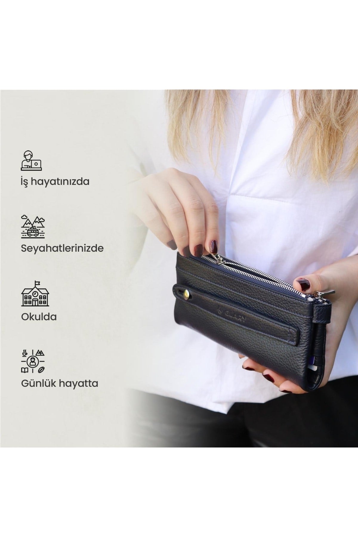 Gl202db 1.sınıf Kalite Hakiki Deri Portmone Unisex Boyun Askılı Pasaport Ve Telefon Cüzdanı-la