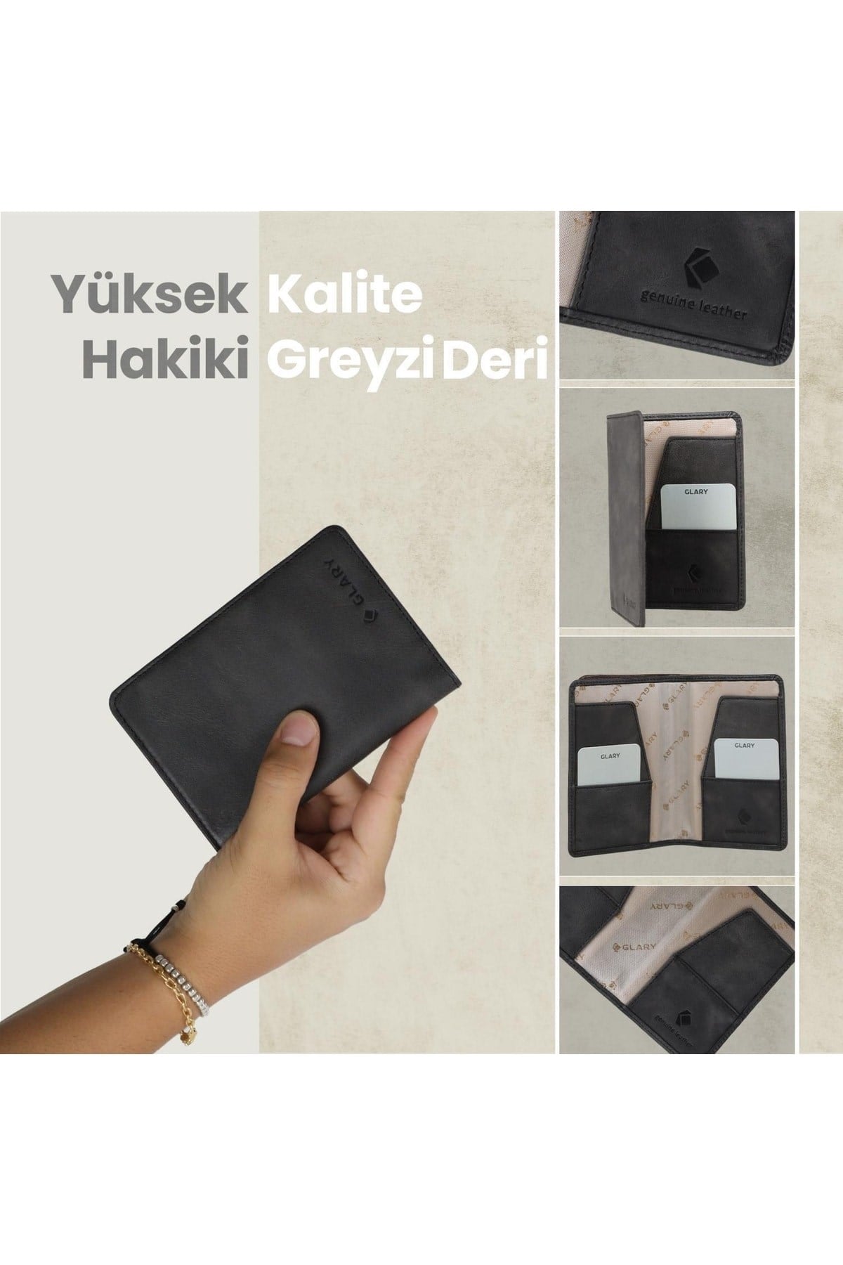 Gl203blc 1.sınıf Kalite Hakiki Deri (genuine Leather) Portmone Unisex Pasaport Cüzdanı-siyah