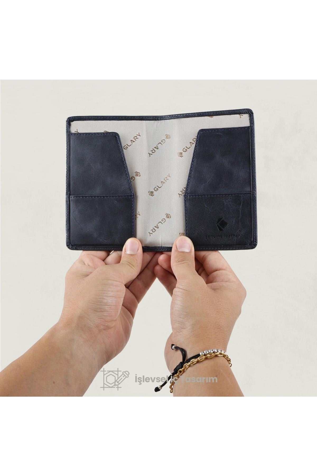 Gl203db 1.sınıf Kalite Hakiki Deri (genuine Leather) Portmone Unisex Pasaport Cüzdanı-lacivert