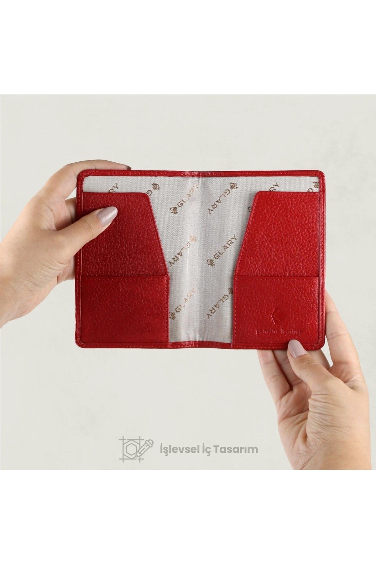 Gl203rd 1.sınıf Kalite Hakiki Deri (genuine Leather) Portmone Unisex Pasaport Cüzdanı-kırmızı
