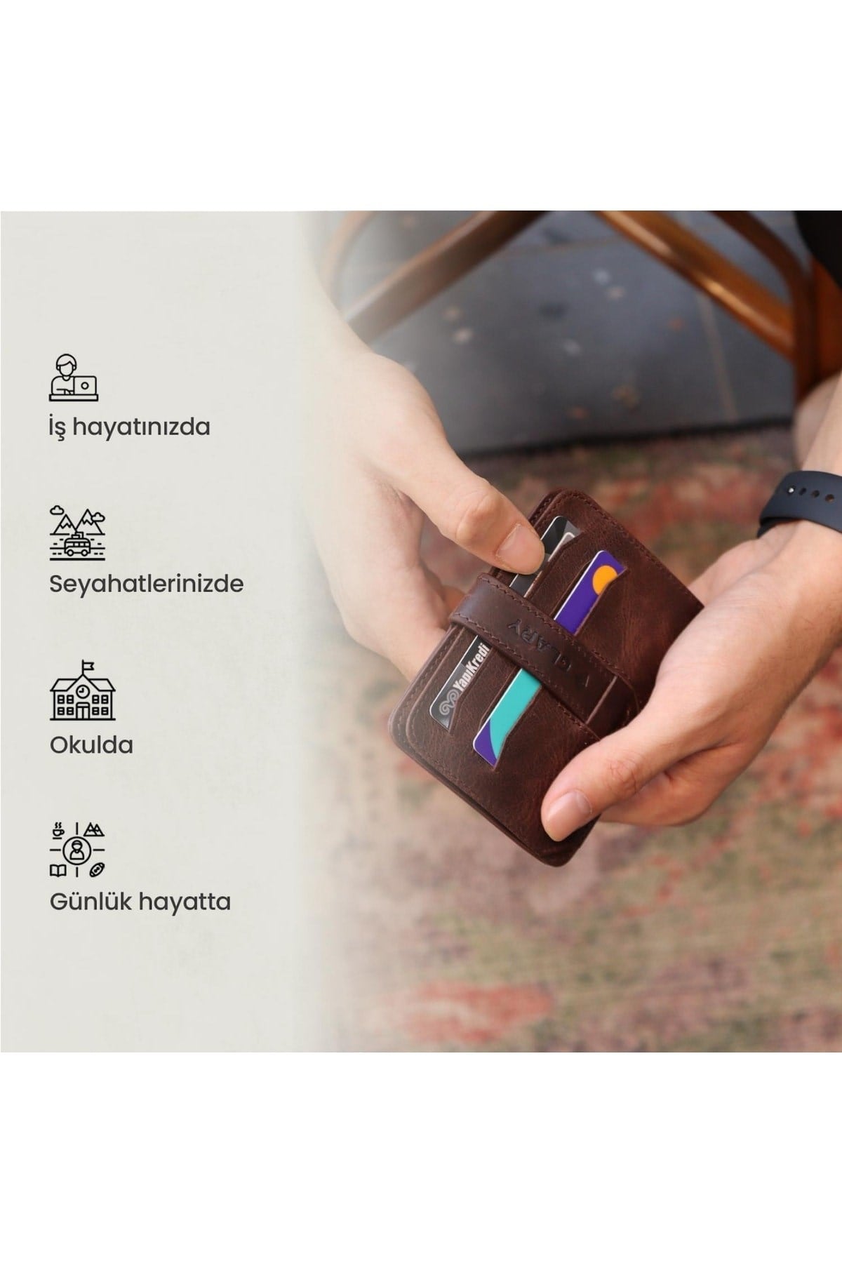 Gl400brw 1.sınıf Kalite Hakiki Deri (genuine Leather) Portmone Unisex Deri Kartlık Cüzdan-kahv