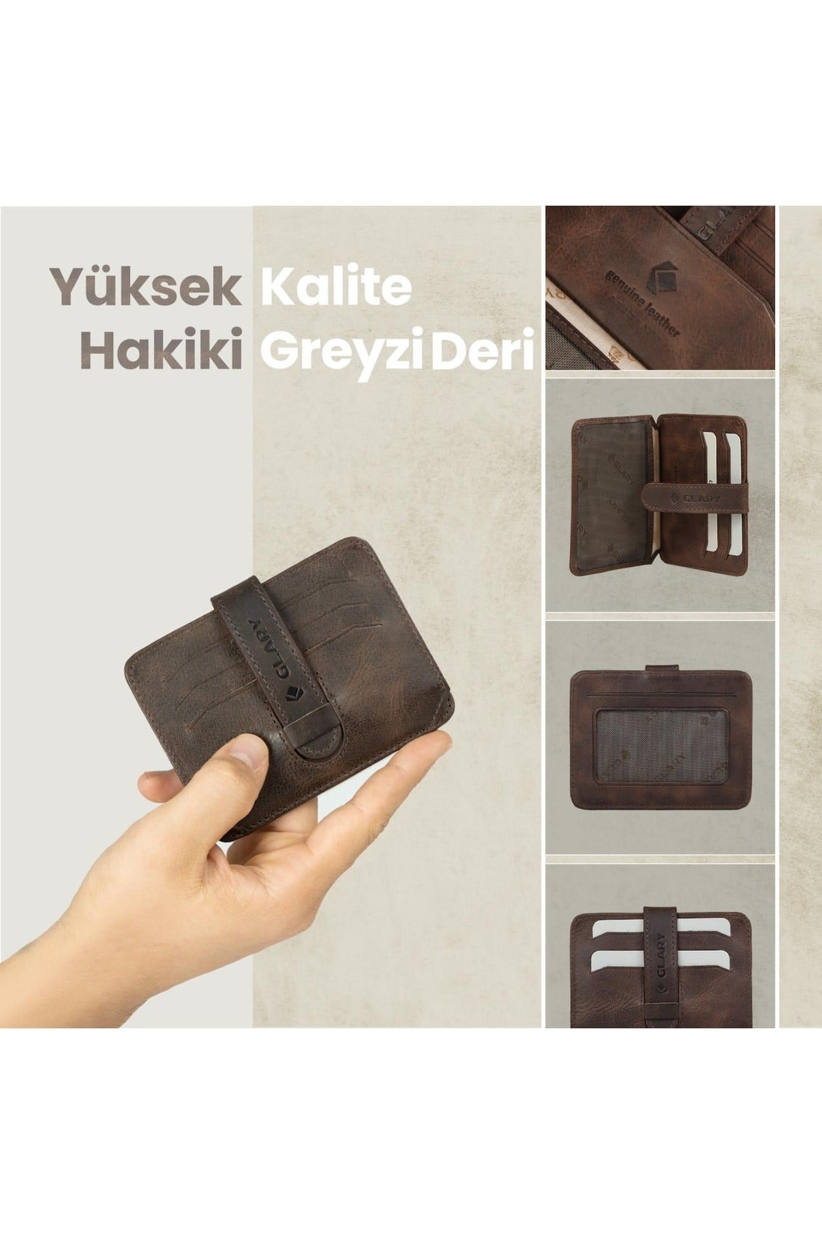 Gl400brw 1.sınıf Kalite Hakiki Deri (genuine Leather) Portmone Unisex Deri Kartlık Cüzdan-kahv